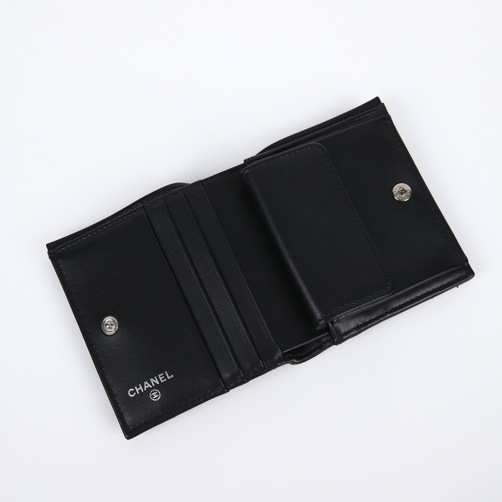 香奈兒 CHANEL CC LOGO SO BLACK 短夾 錢包 AP3817 晶片款 SO BLACK 牛皮對折短夾 原廠盒子/防塵袋