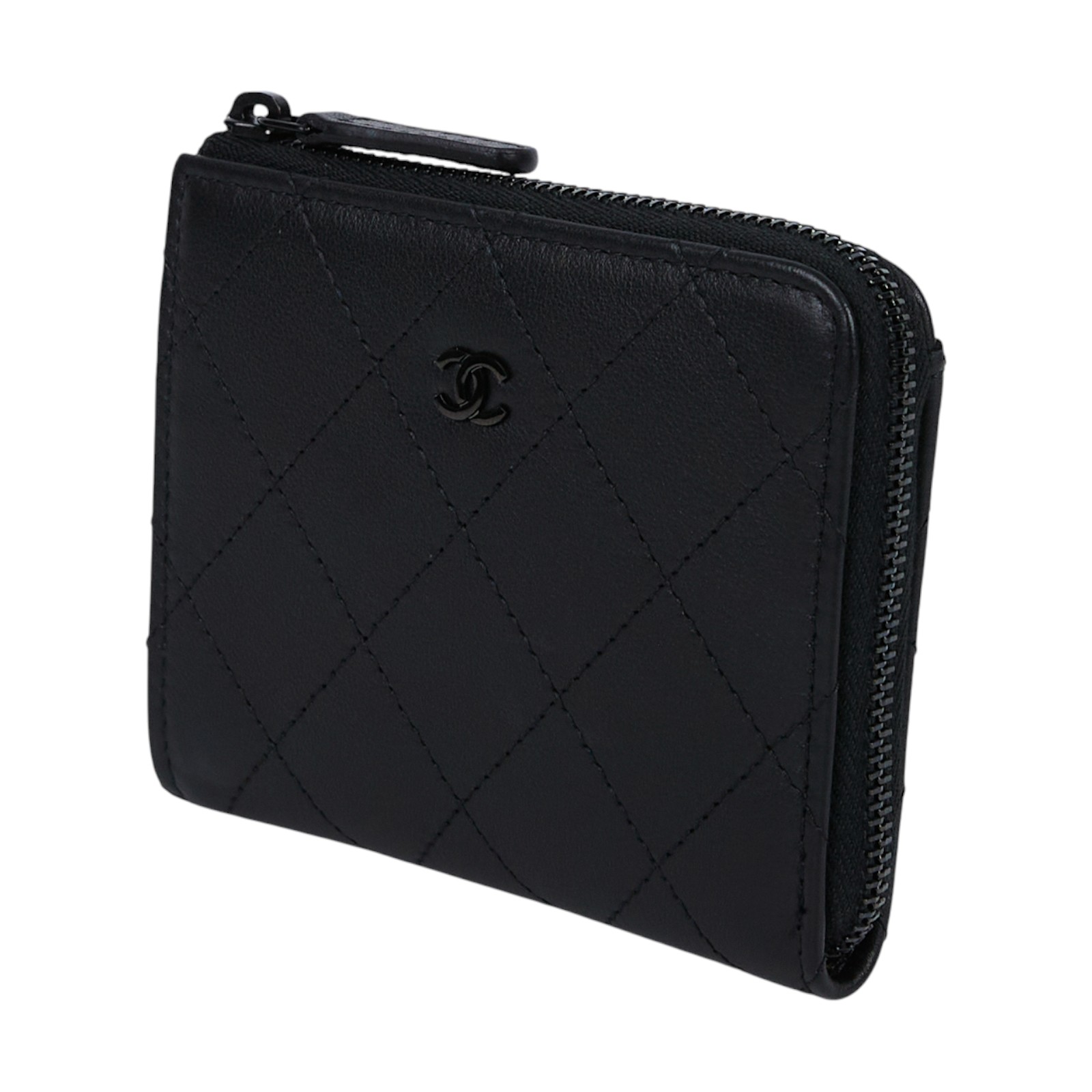 香奈兒 CHANEL 錢包 菱格紋 L型 零錢袋 三折 短夾 AP3997 晶片款 SO BLACK 牛皮L型短夾 原廠盒子/防塵袋