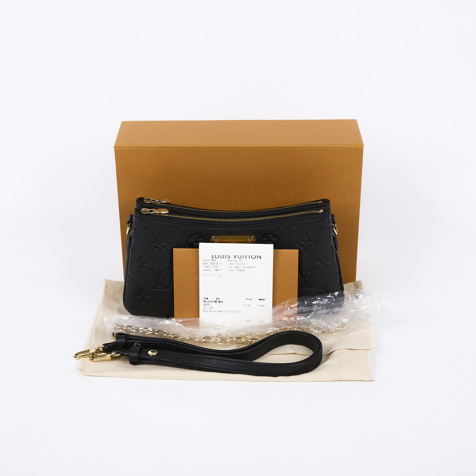 路易威登 LOUIS VUITTON Liv Pochette 手提包 M83301 晶片款 黑原花壓紋LIV POCHETTE 防塵袋/原廠盒子/購買證明