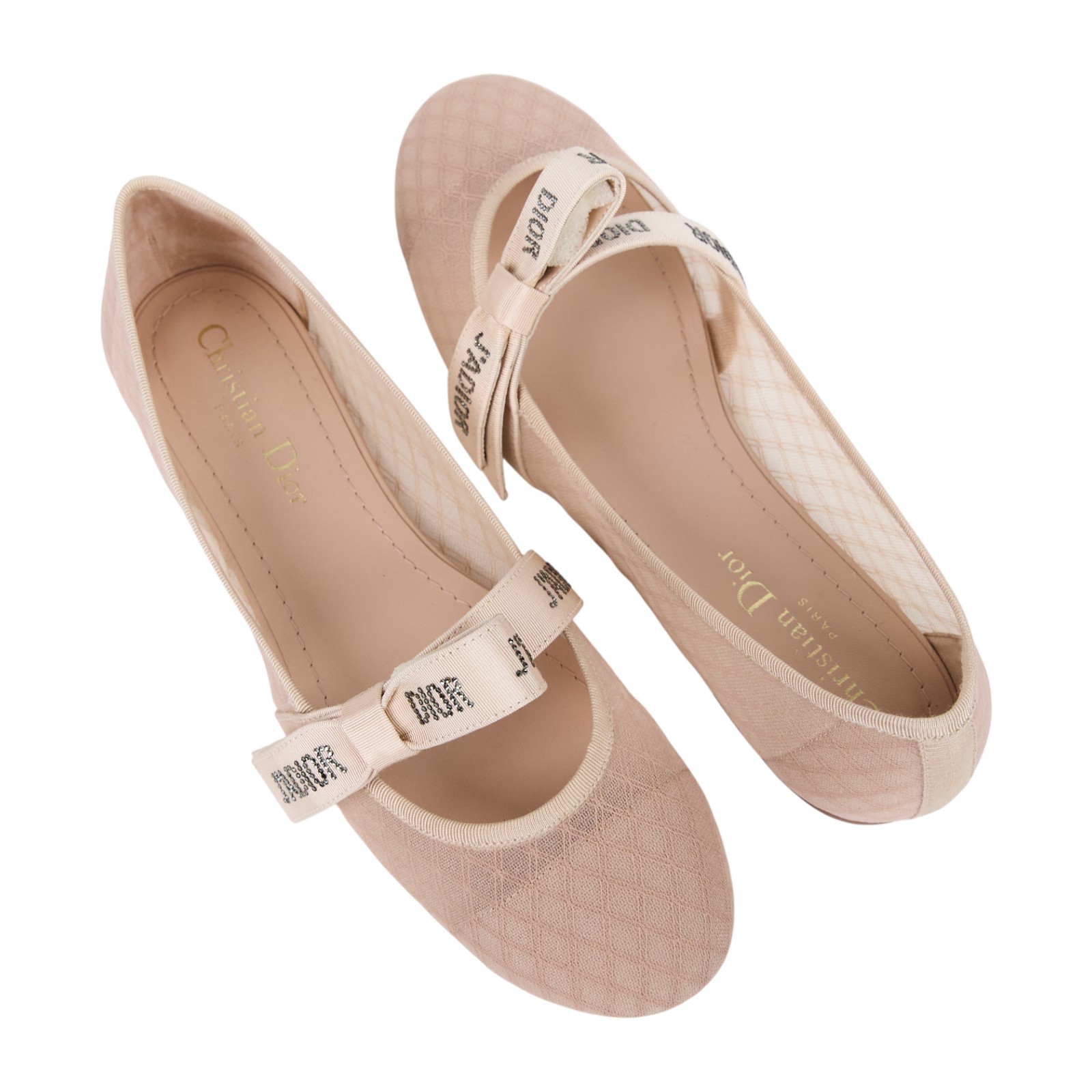 迪奧 CHRISTIAN DIOR JAdior 網布芭蕾舞鞋  粉膚透膚芭蕾舞鞋 原廠盒子