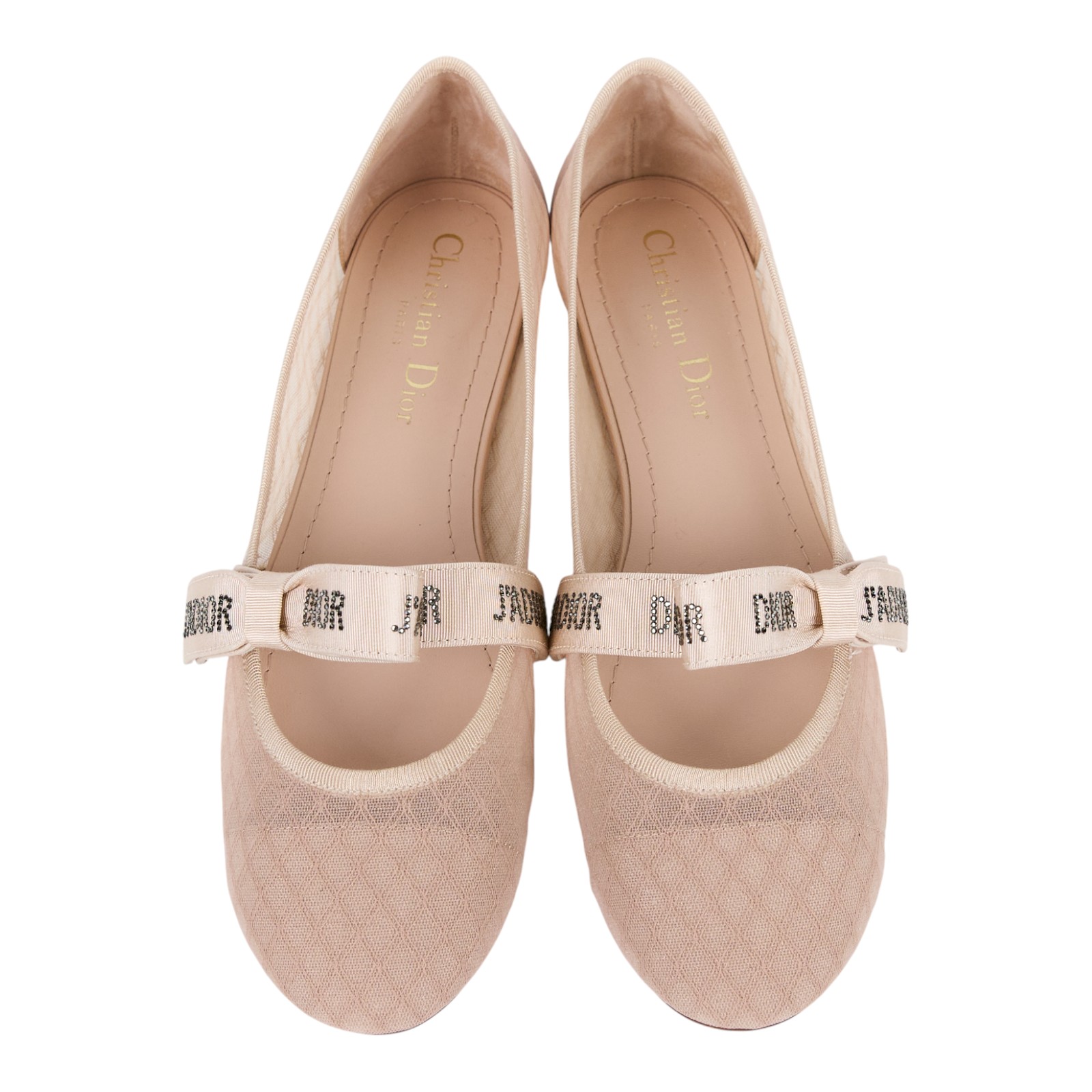 迪奧 CHRISTIAN DIOR JAdior 網布芭蕾舞鞋  粉膚透膚芭蕾舞鞋 原廠盒子