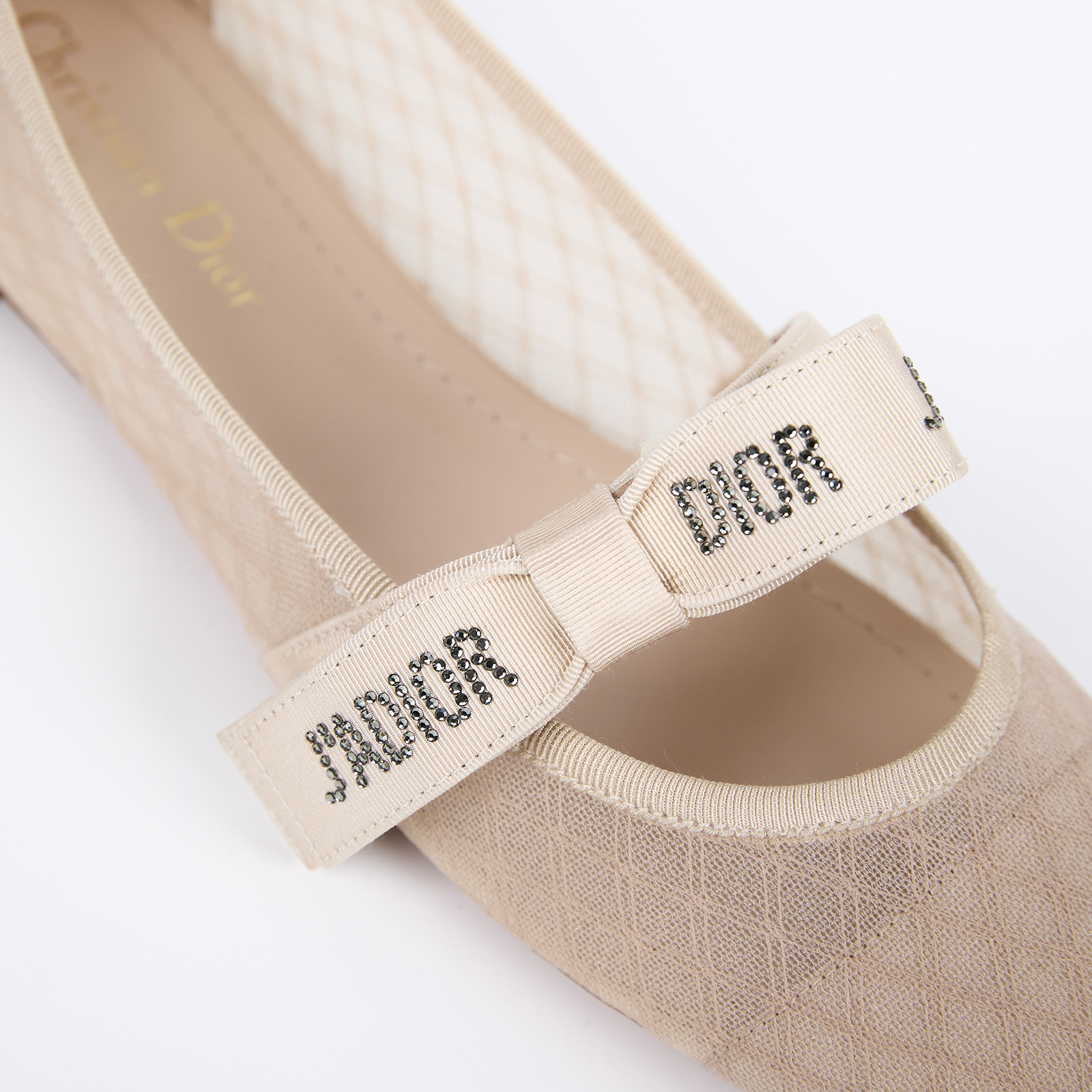 迪奧 CHRISTIAN DIOR JAdior 網布芭蕾舞鞋  粉膚透膚芭蕾舞鞋 原廠盒子