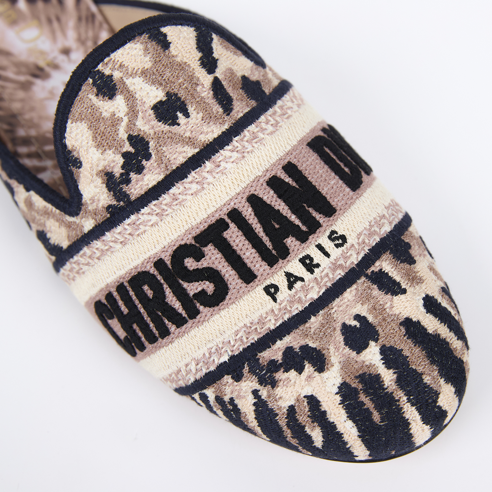 迪奧 CHRISTIAN DIOR Off 穆勒鞋  粉圖騰穆勒鞋 防塵袋/原廠盒子