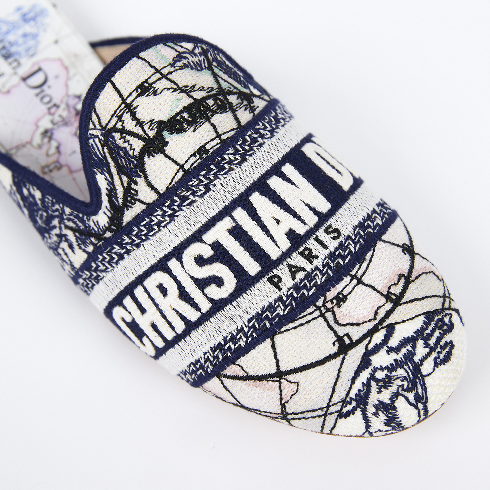 迪奧 CHRISTIAN DIOR Off 穆勒鞋  藍地圖穆勒鞋 原廠盒子/防塵袋