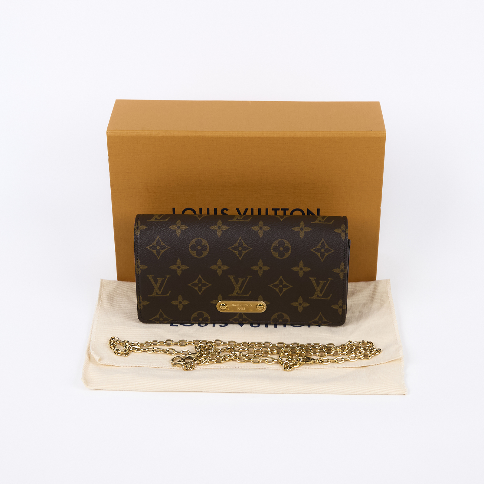 路易威登 LOUIS VUITTON Wallet On Chain Lily 三合一 斜挎包 經典原花 帆布 錢包 M82509 晶片款  原廠盒子/防塵袋
