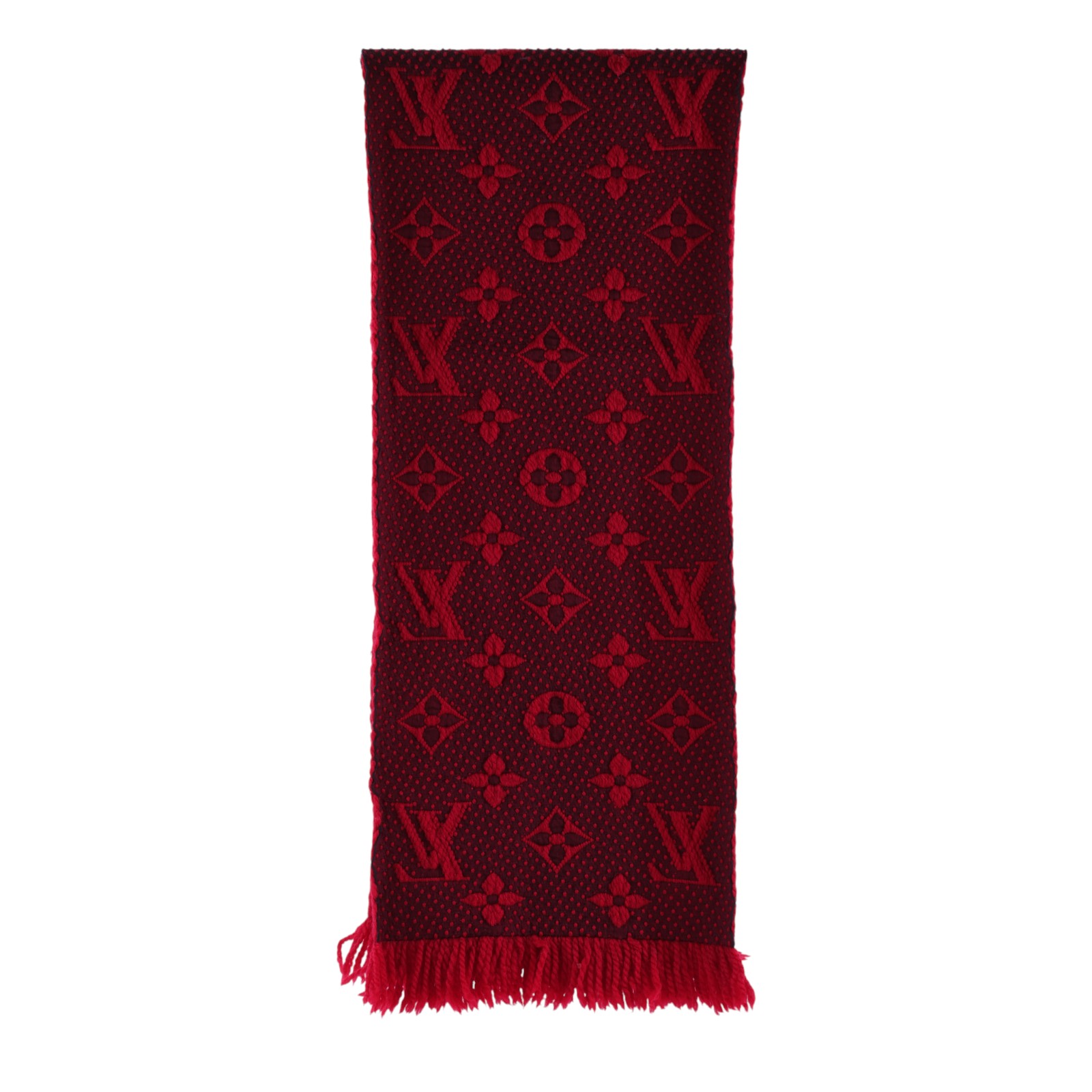 路易威登 LOUIS VUITTON Mania LOGO 老花 圍巾 M72432 紅色LOGO圍巾 原廠盒子