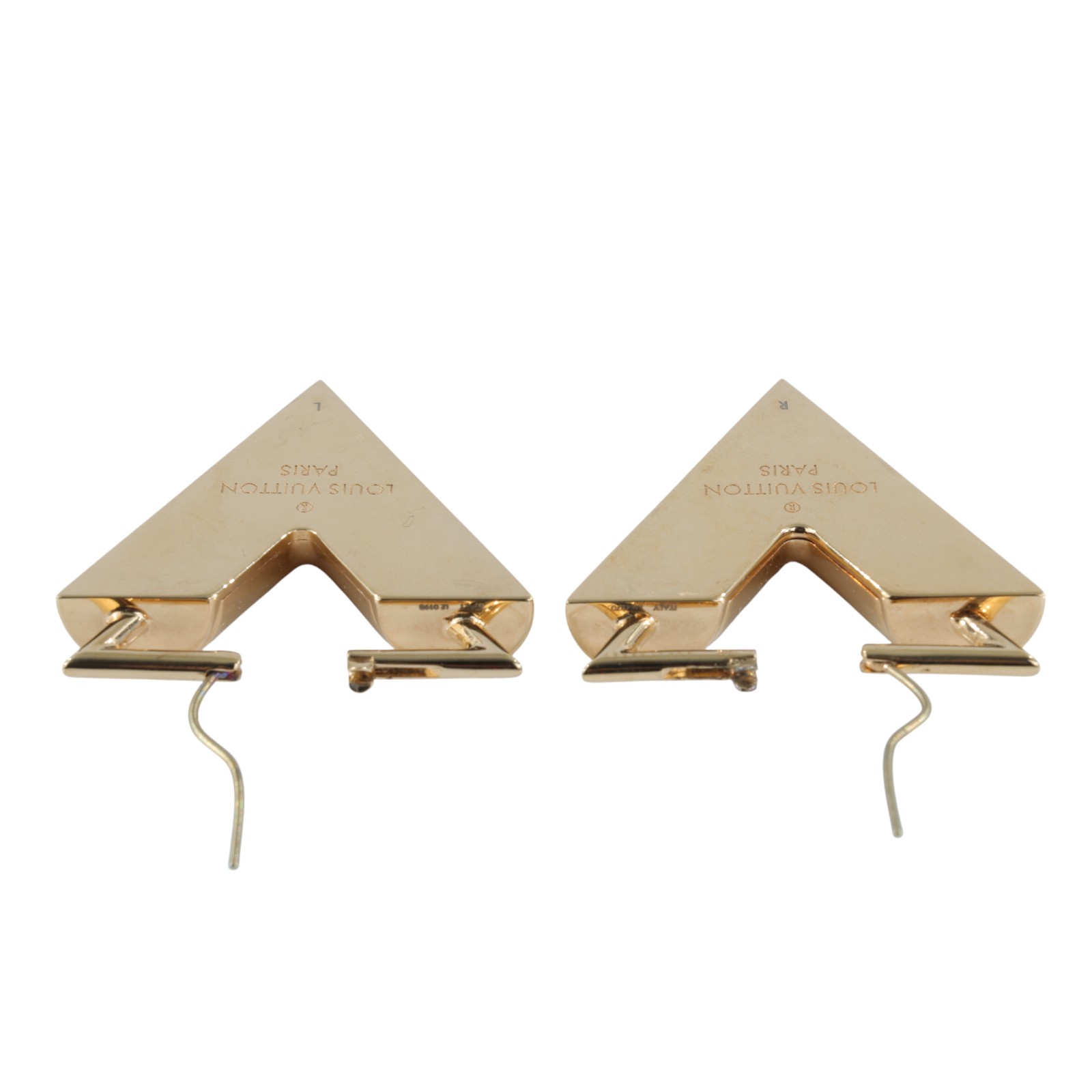 路易威登 LOUIS VUITTON Bouquet de Reuil Essential V 耳環 耳環 耳釘 M64270 雕刻V字大耳環 防塵袋/原廠盒子