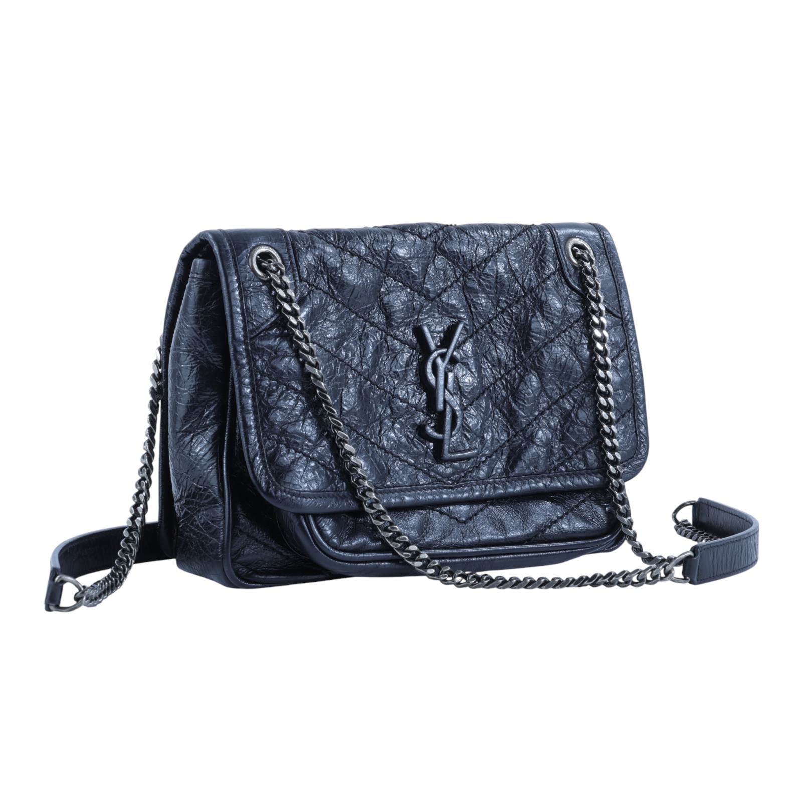 聖羅蘭 YSL SAINT LAURENT Niki 復古小牛皮 Baby 斜背 翻蓋包 5330370EN04 黑NIKI BABY 無附屬品