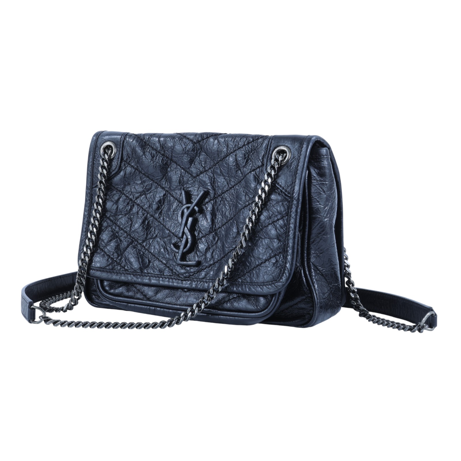 聖羅蘭 YSL SAINT LAURENT Niki 復古小牛皮 Baby 斜背 翻蓋包 5330370EN04 黑NIKI BABY 無附屬品