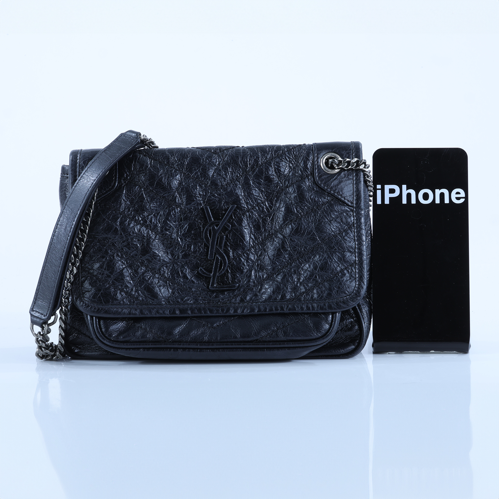 聖羅蘭 YSL SAINT LAURENT Niki 復古小牛皮 Baby 斜背 翻蓋包 5330370EN04 黑NIKI BABY 無附屬品