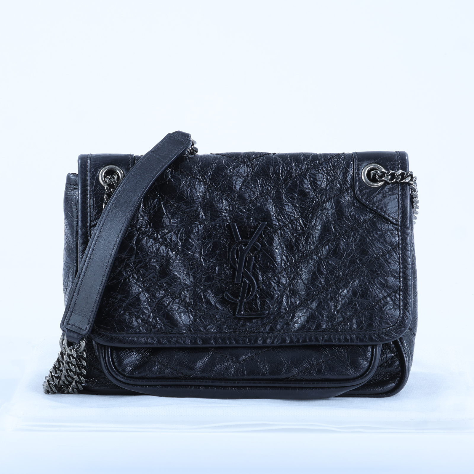 聖羅蘭 YSL SAINT LAURENT Niki 復古小牛皮 Baby 斜背 翻蓋包 5330370EN04 黑NIKI BABY 無附屬品