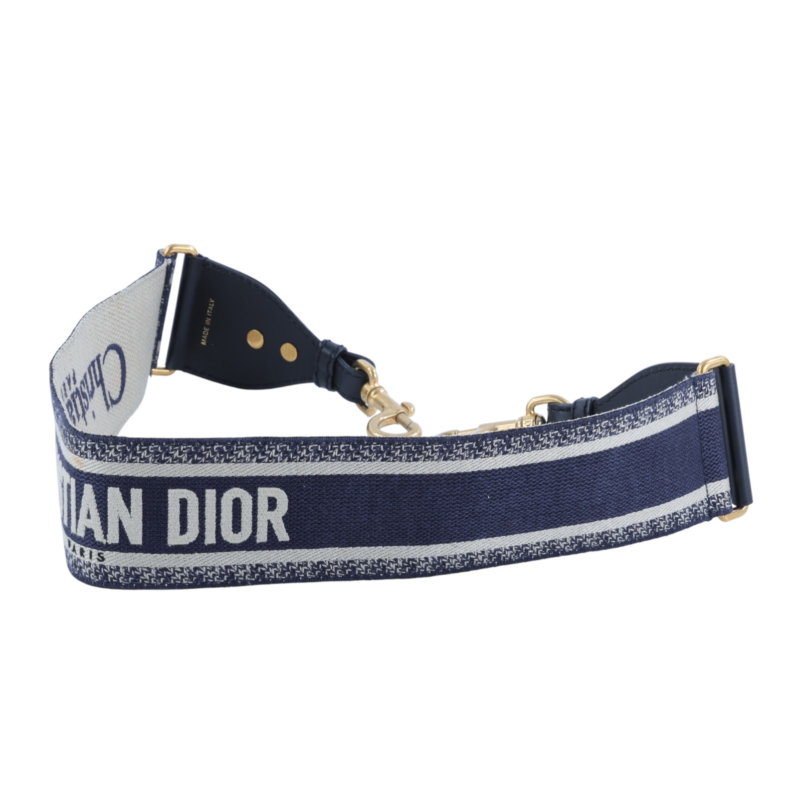 迪奧 CHRISTIAN DIOR 可調式肩背帶附金屬環 S8553CBTE 藍刺繡LOGO背帶 無附屬品