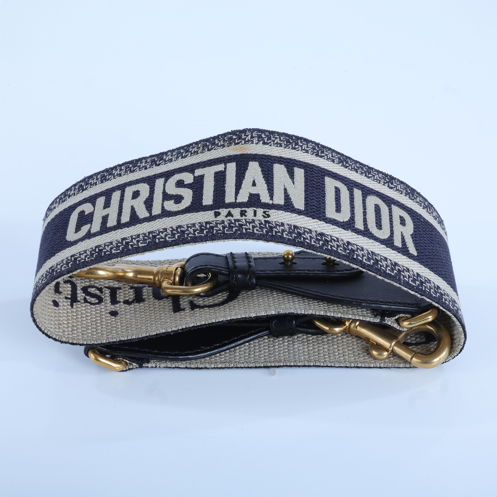 迪奧 CHRISTIAN DIOR 可調式肩背帶附金屬環 S8553CBTE 藍刺繡LOGO背帶 無附屬品