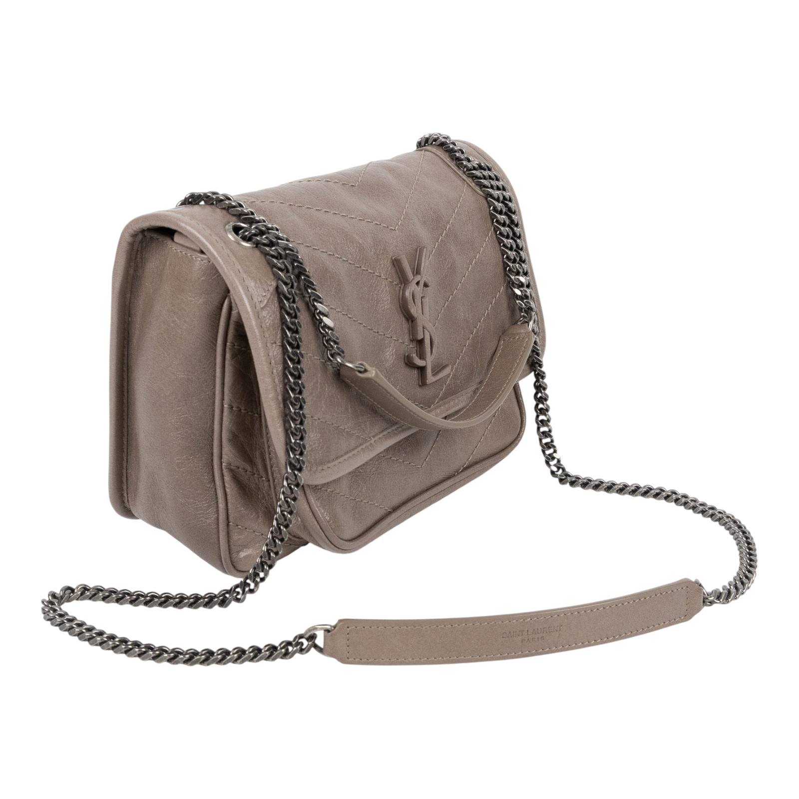 聖羅蘭 YSL SAINT LAURENT Niki 復古小牛皮 Baby 斜背 翻蓋包 6331850EN08  Entrupy鑑定書