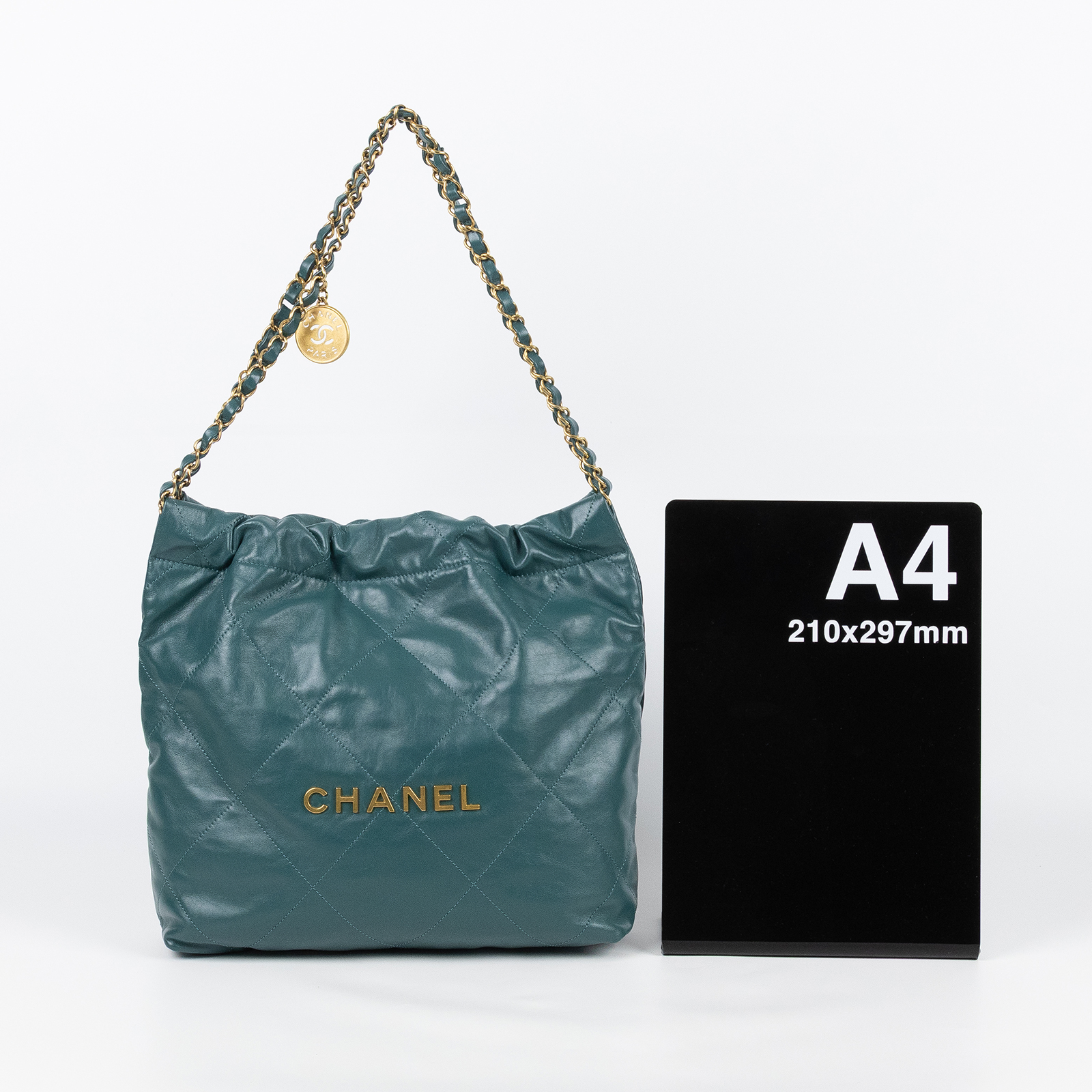 香奈兒 CHANEL 22 小型 束口包 AS3260 B08037 晶片款 綠金22包 小號 原廠盒子/防塵袋/購買證明