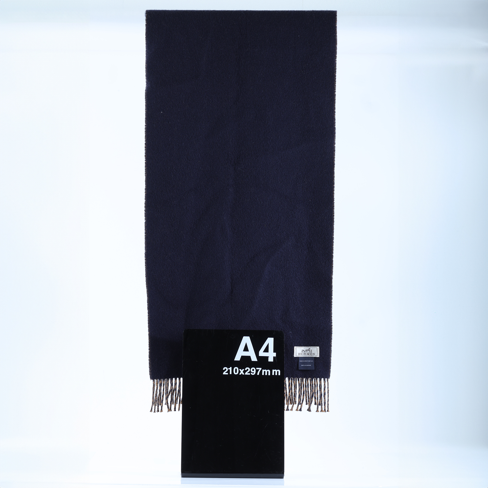 愛馬仕 Hermes 喀什米爾羊毛 圍巾   深藍咖啡羊毛圍巾 無附屬品