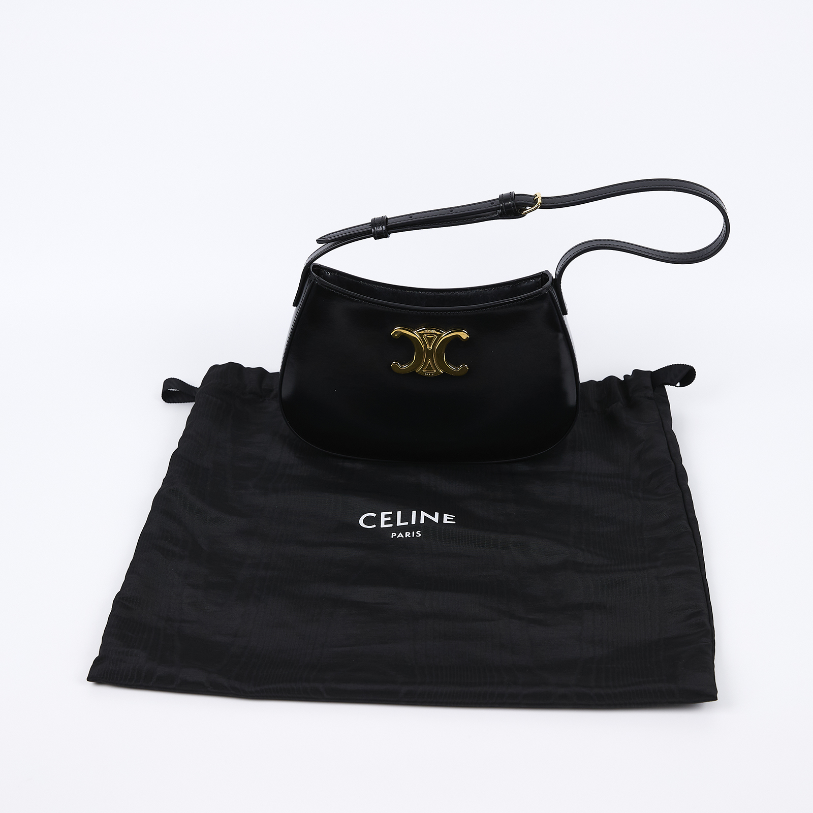 思琳 CELINE Tilly 手袋 中型 115703BF4 黑凱旋門TILLY 中號 防塵袋