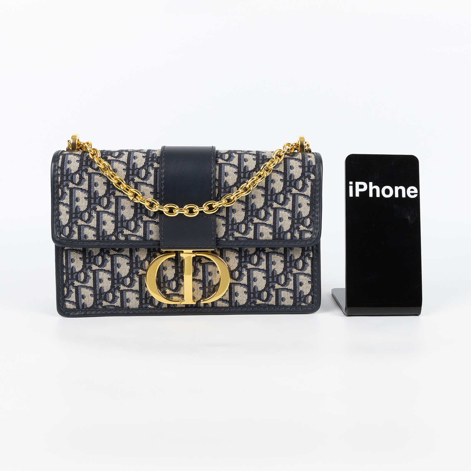 迪奧 CHRISTIAN DIOR 30 Montaigne 鏈帶 肩背手提包 M9208UTZQ 藍緹花蒙田30鍊帶款 防塵袋