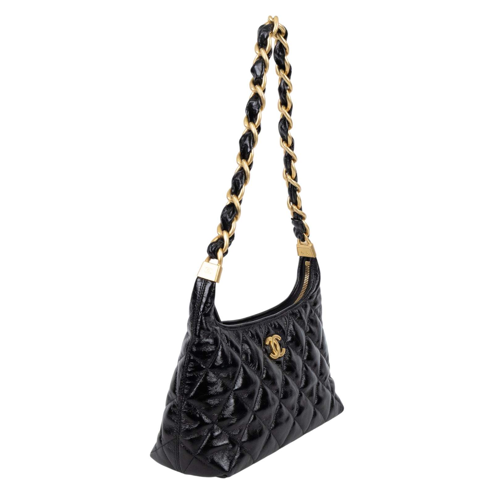 香奈兒 CHANEL Hobo 粗鏈帶 肩背包 AS4912 B16897 晶片款 黑金羊油蠟皮HOBO 原廠盒子/防塵袋/購買證明