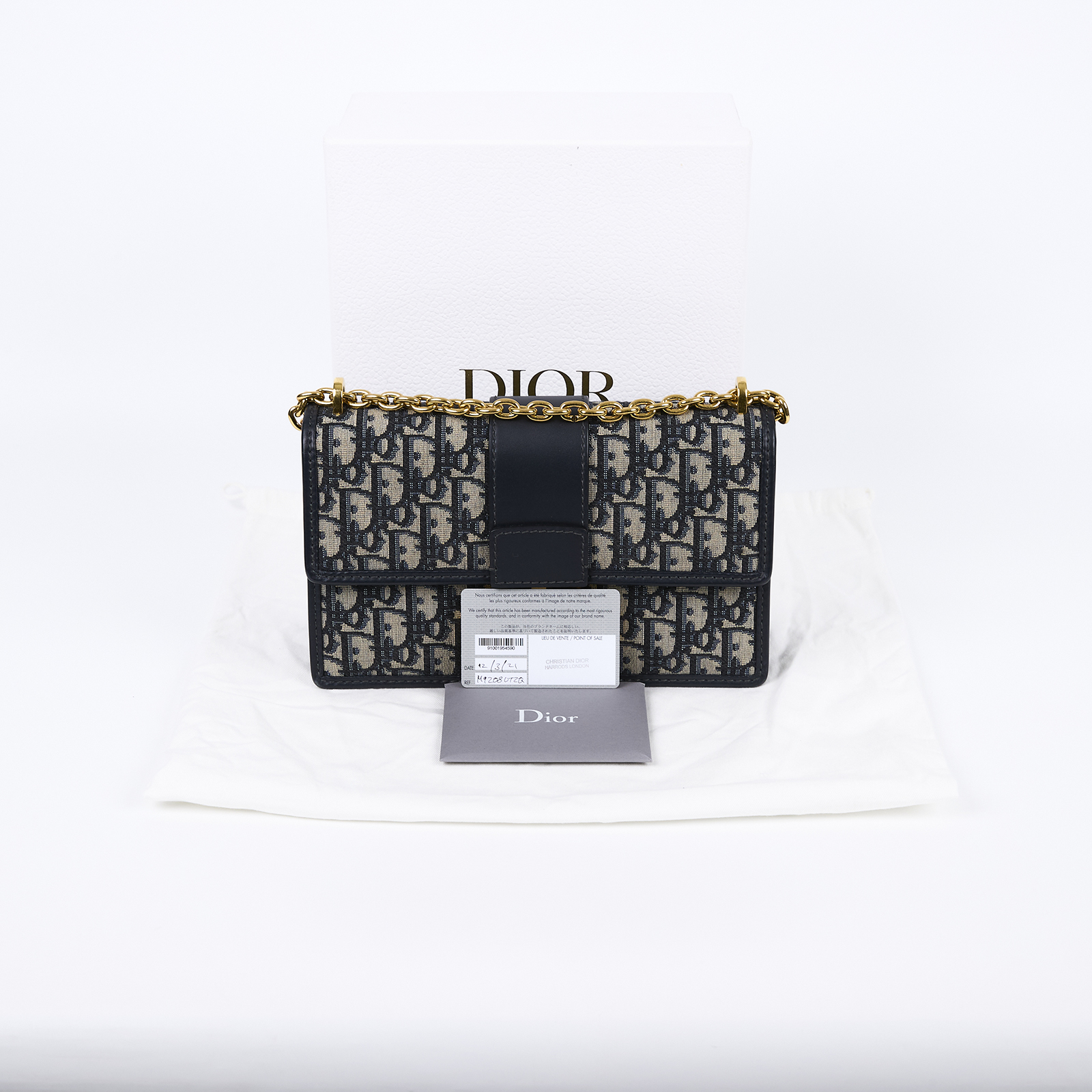 迪奧 CHRISTIAN DIOR 30 Montaigne 鏈帶 肩背手提包 M9208UTZQ 藍緹花蒙田30鍊帶款 原廠盒子/防塵袋/保證卡