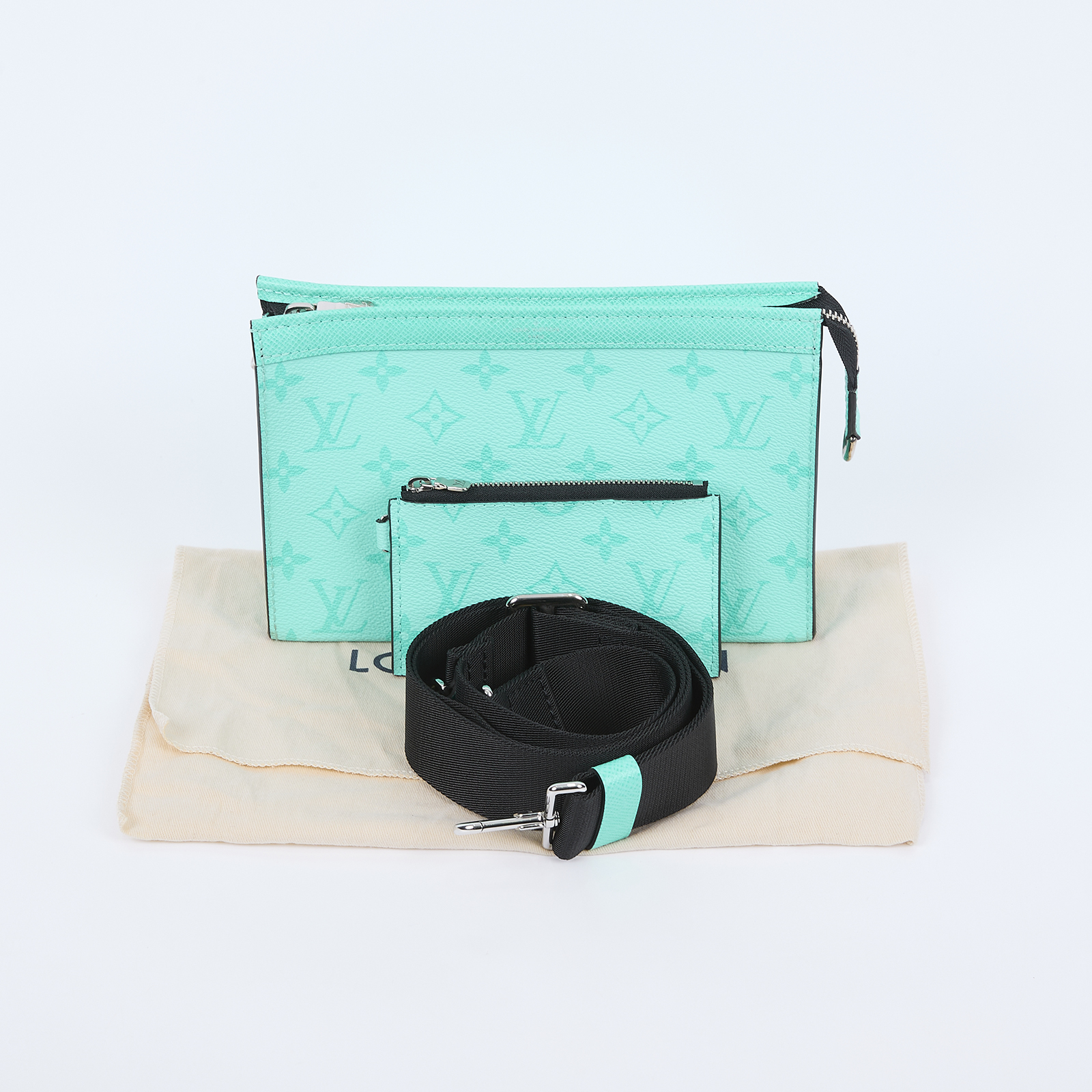 路易威登 LOUIS VUITTON Gaston Taigarama 可穿戴錢包 單肩包 斜背包 M30934 晶片款 綠原花Gaston斜背包 防塵袋