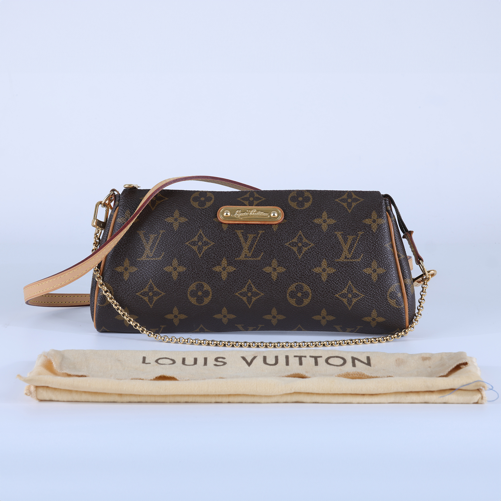 路易威登 LOUIS VUITTON Eva 經典帆布 鍊帶 小肩包 M95567 原花EVA 防塵袋/背帶