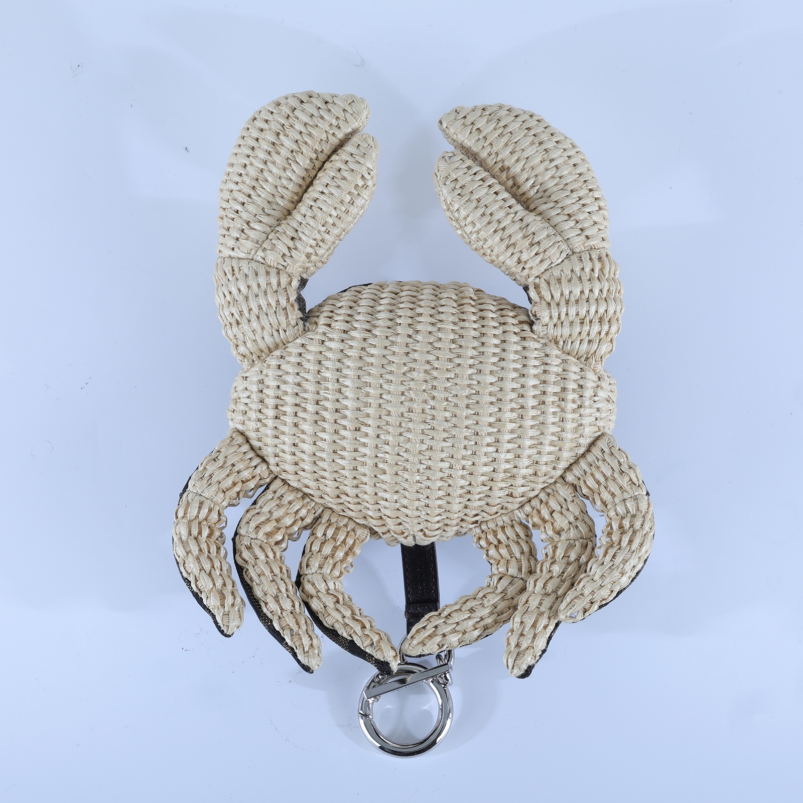 芬迪 FENDI 尼龍 拉菲草 吊飾 7AS364AUN8 螃蟹造型吊飾 無附屬品