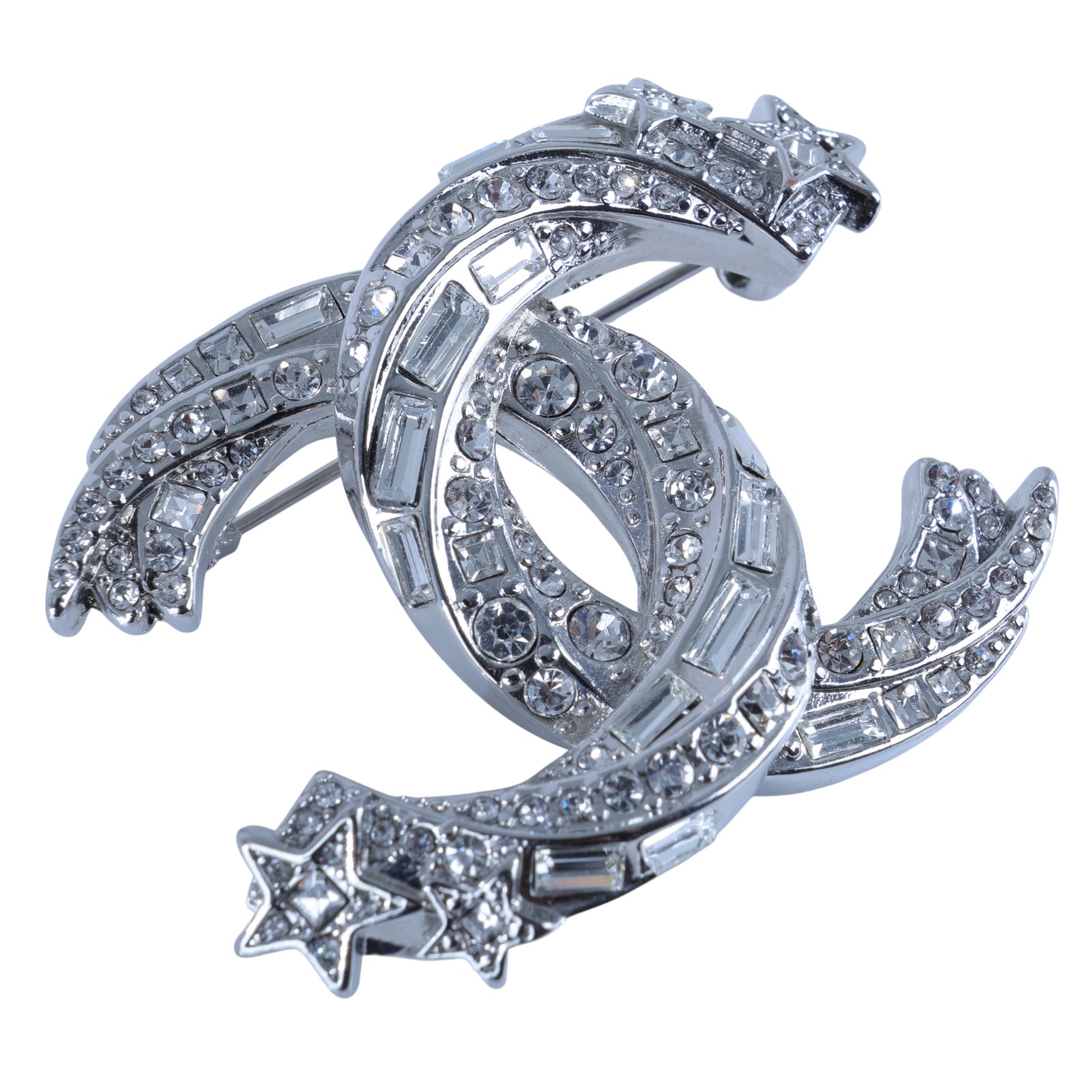 香奈兒 CHANEL CC LOGO 胸針 D22/V 雙C彗星立體水鑽胸針 無附屬品