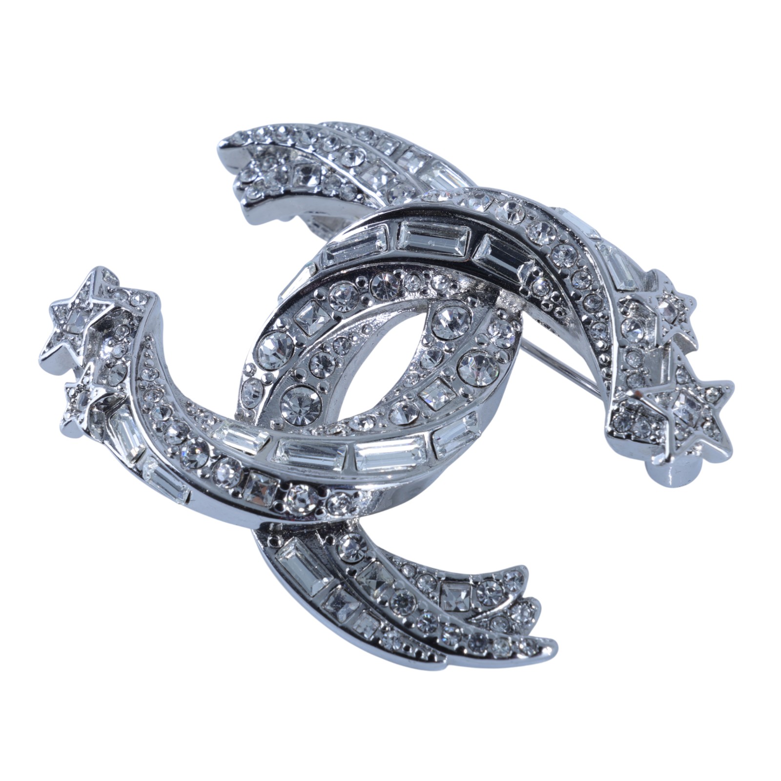 香奈兒 CHANEL CC LOGO 胸針 D22/V 雙C彗星立體水鑽胸針 無附屬品