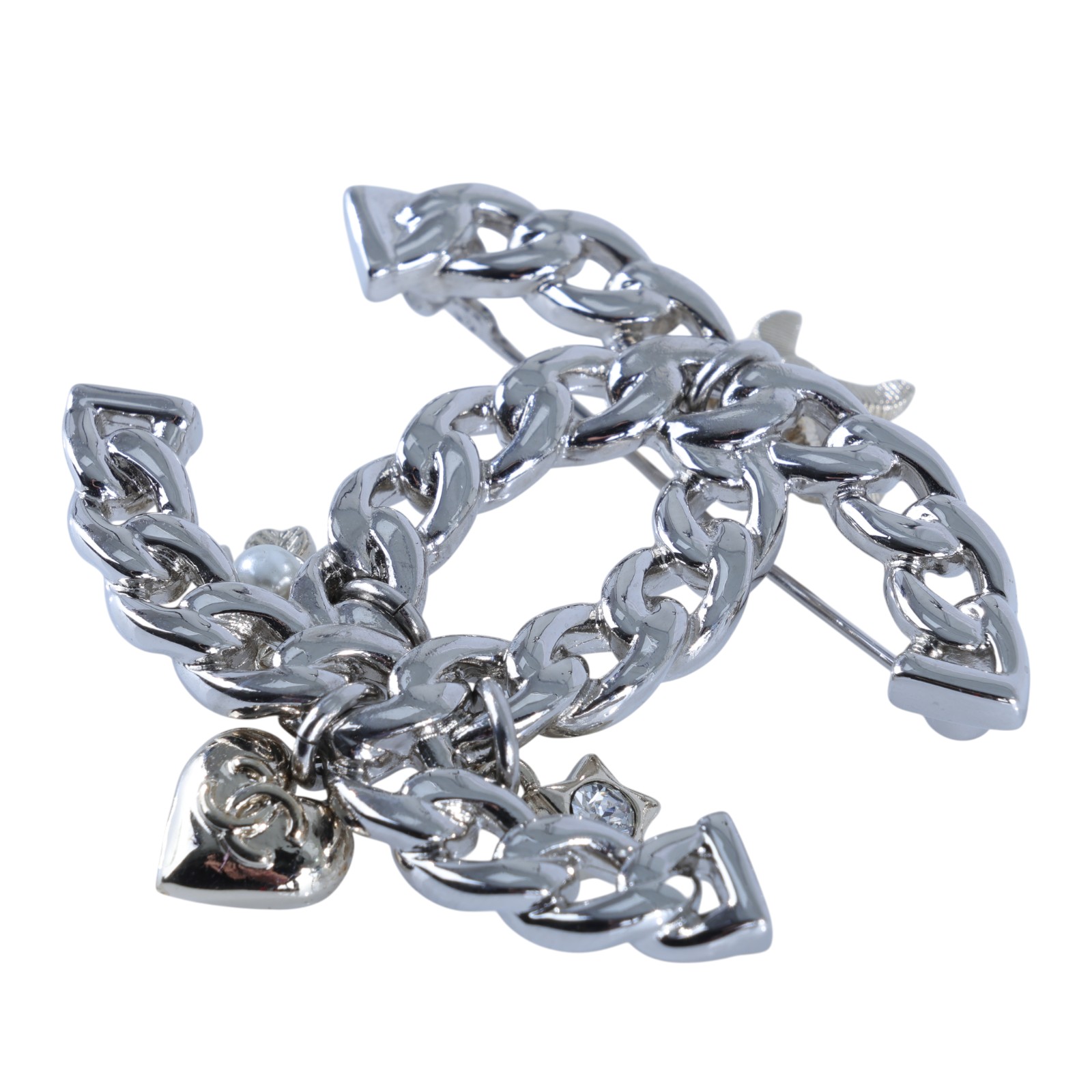 香奈兒 CHANEL CC LOGO 胸針 B25/K 雙C蝴蝶結幸運草吊飾胸針 無附屬品