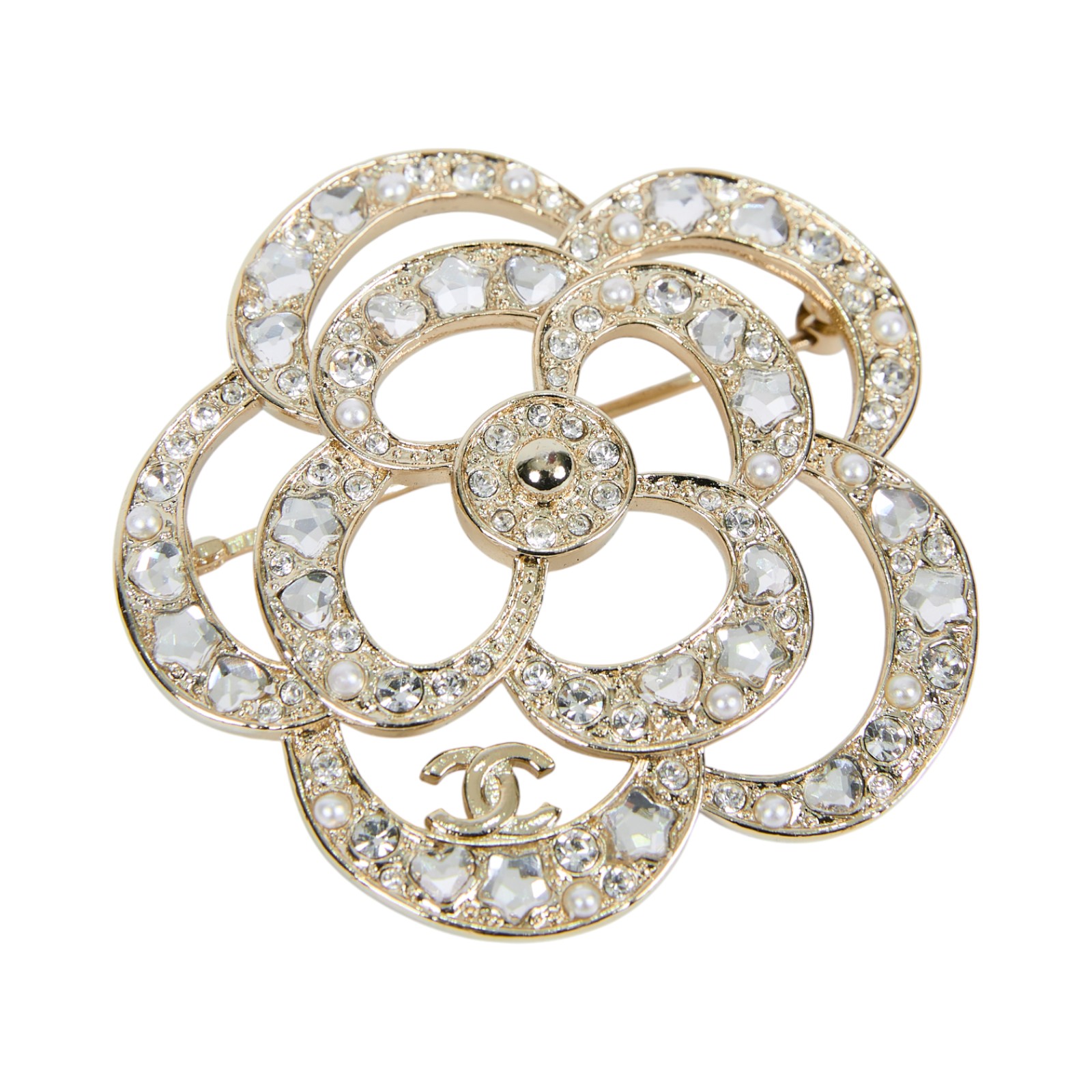 香奈兒 CHANEL CC LOGO 胸針 F25/P 山茶花胸針 原廠盒子/防塵袋