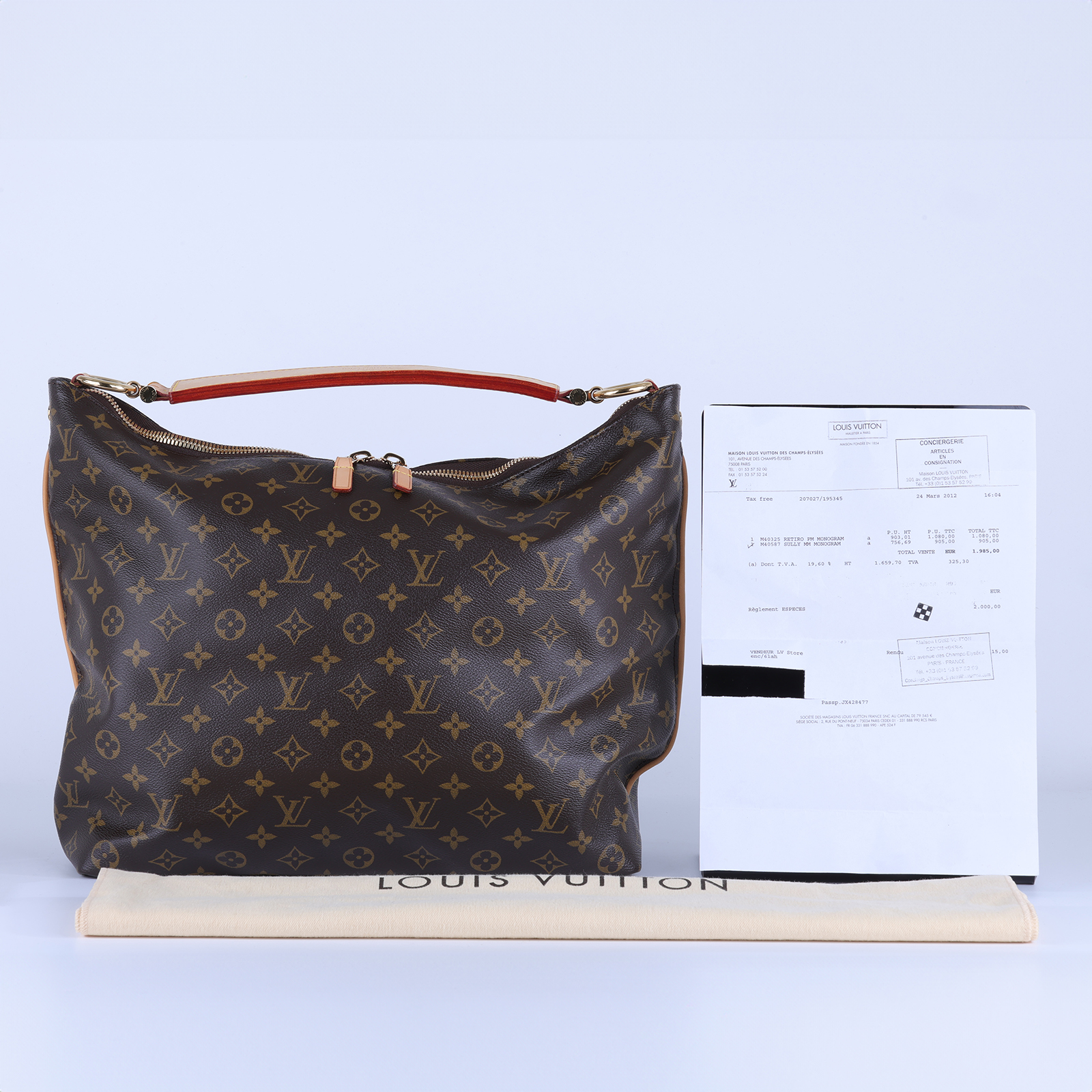 路易威登 LOUIS VUITTON Sully Monogram MM 經典帆布 雙拉鍊肩背包 M40587 原花Sully MM 防塵袋/購買證明