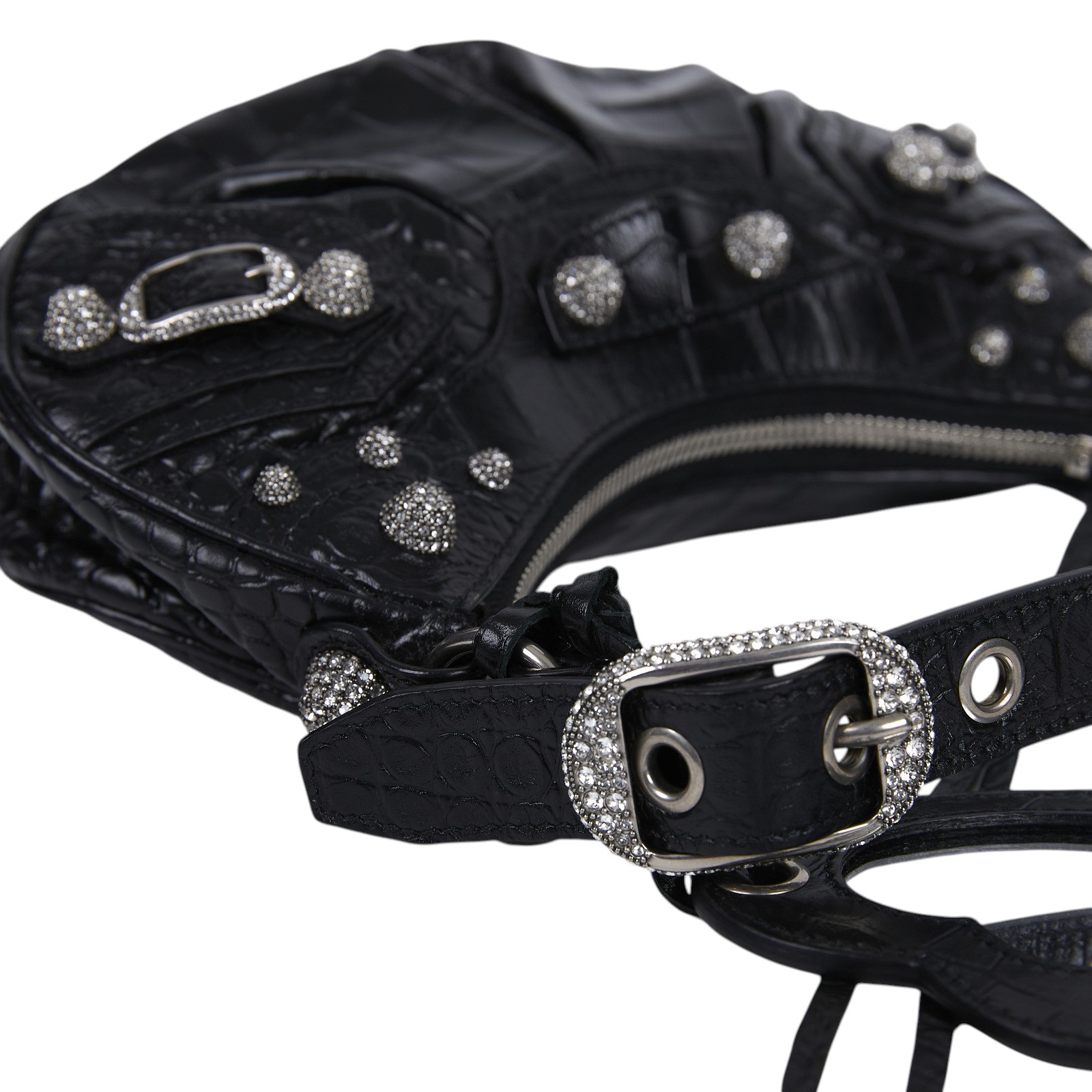 巴黎世家 BALENCIAGA Le cagole XS 半月 可頌包 6713091VGUY 黑水鑽 Le Cagole XS 防塵袋