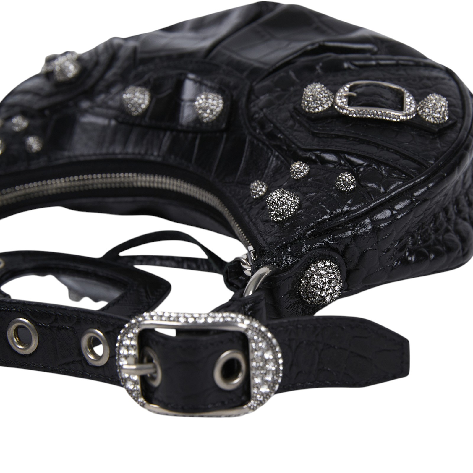 巴黎世家 BALENCIAGA Le cagole XS 半月 可頌包 6713091VGUY 黑水鑽 Le Cagole XS 防塵袋