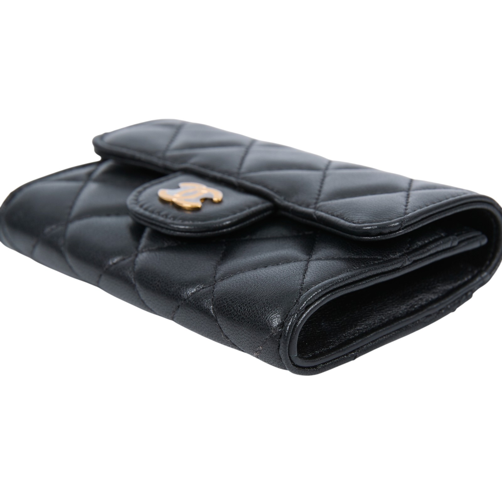 香奈兒 CHANEL CC LOGO 口蓋 卡片夾 錢包 AP0214 31開 黑金羊掀蓋卡包 原廠盒子/防塵袋/保證卡