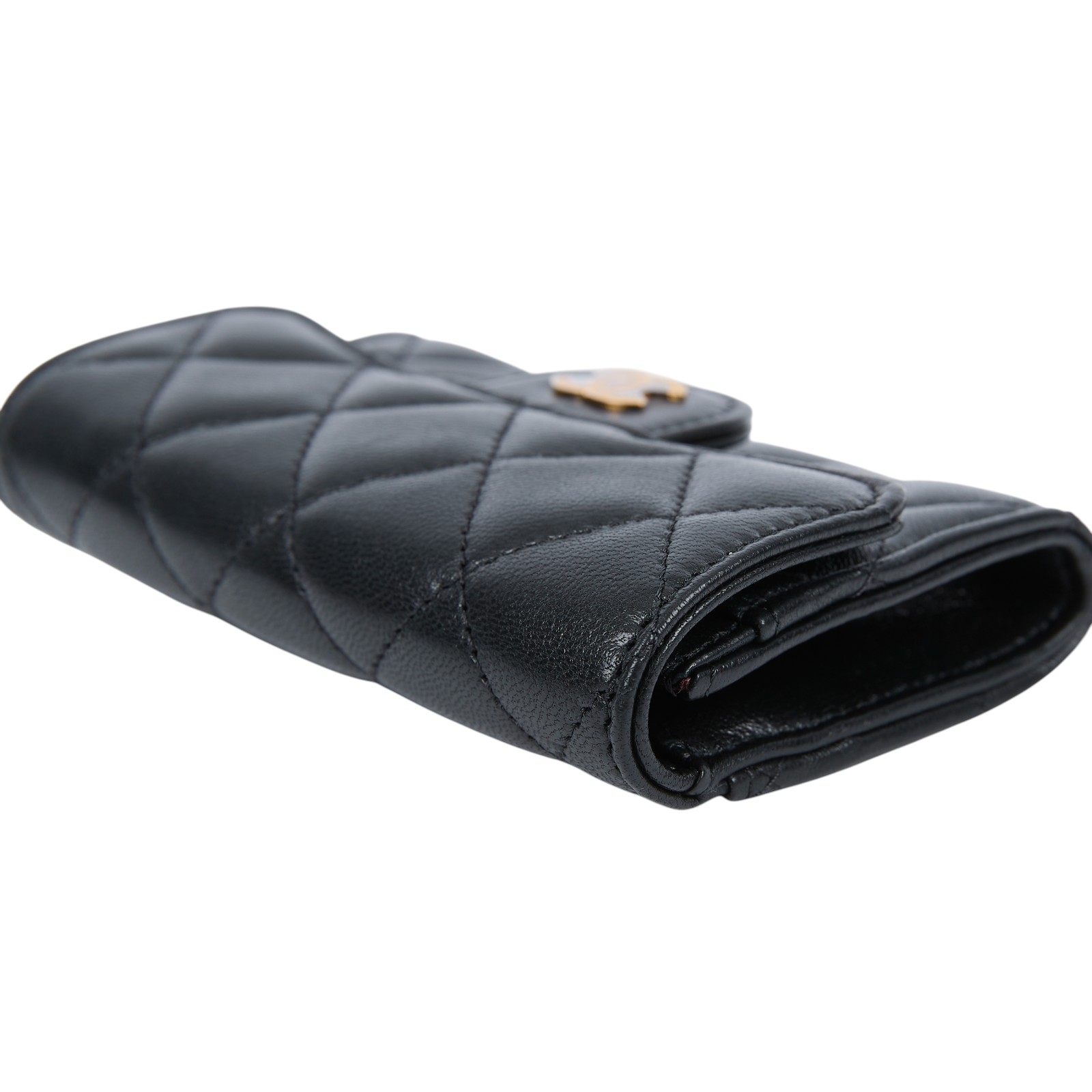 香奈兒 CHANEL CC LOGO 口蓋 卡片夾 錢包 AP0214 31開 黑金羊掀蓋卡包 原廠盒子/防塵袋/保證卡