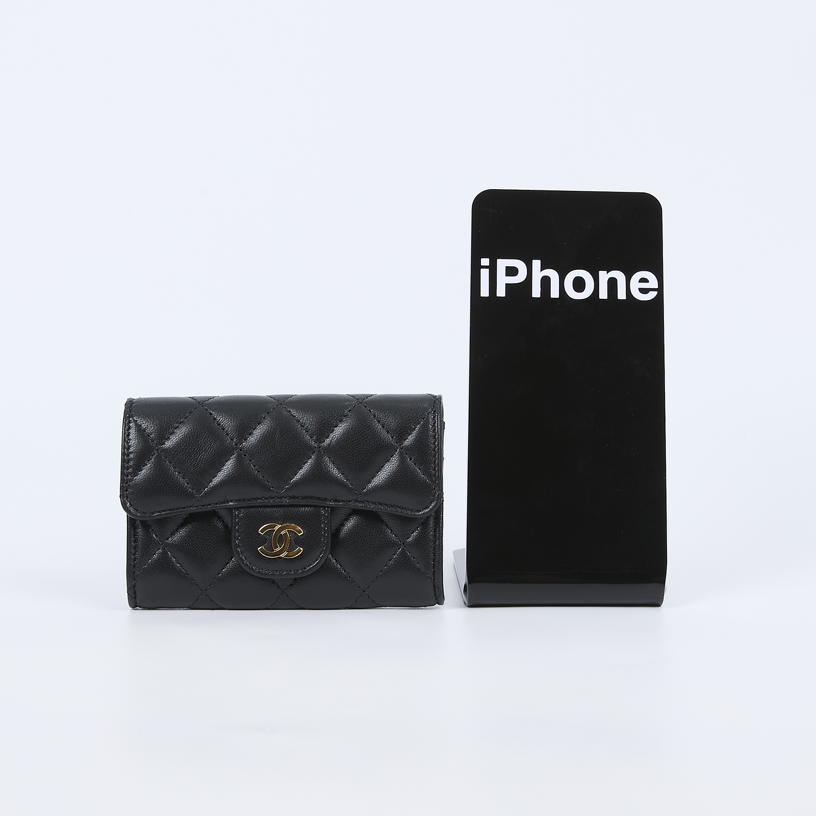 香奈兒 CHANEL CC LOGO 口蓋 卡片夾 錢包 AP0214 31開 黑金羊掀蓋卡包 原廠盒子/防塵袋/保證卡