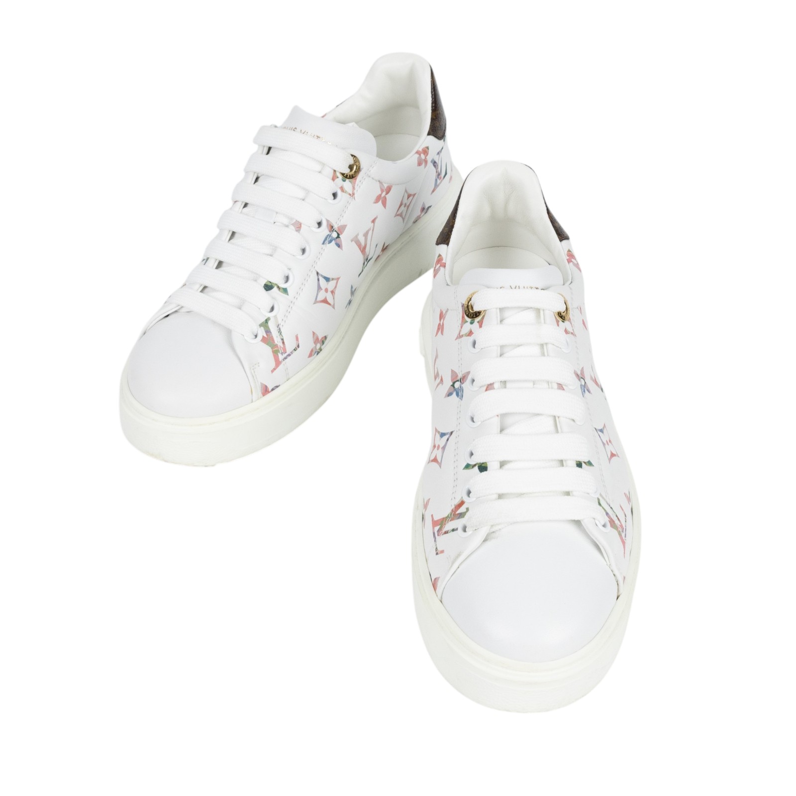 路易威登 LOUIS VUITTON Time Out 運動鞋 平底鞋 1AAOSO 彩色原花TIME OUT小白鞋 原廠盒子/防塵袋/鞋帶