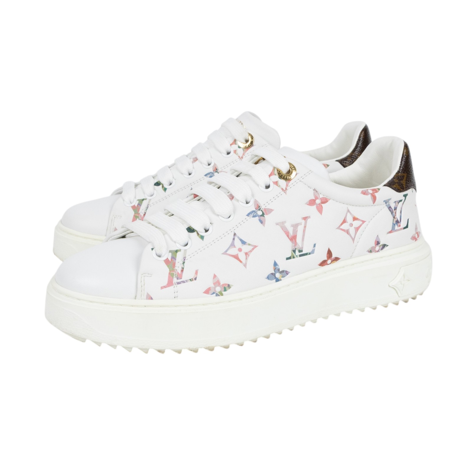 路易威登 LOUIS VUITTON Time Out 運動鞋 平底鞋 1AAOSO 彩色原花TIME OUT小白鞋 原廠盒子/防塵袋/鞋帶