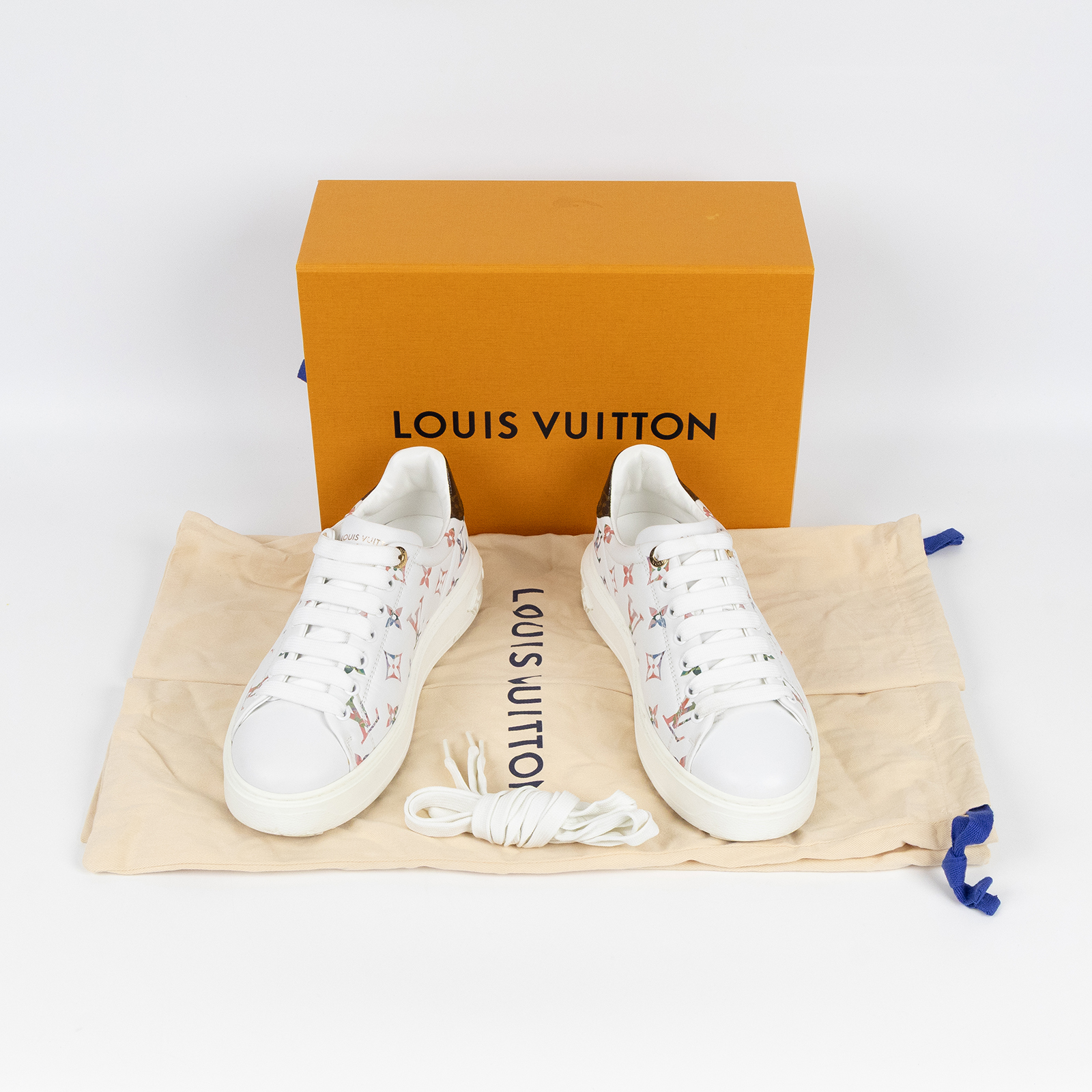 路易威登 LOUIS VUITTON Time Out 運動鞋 平底鞋 1AAOSO 彩色原花TIME OUT小白鞋 原廠盒子/防塵袋/鞋帶