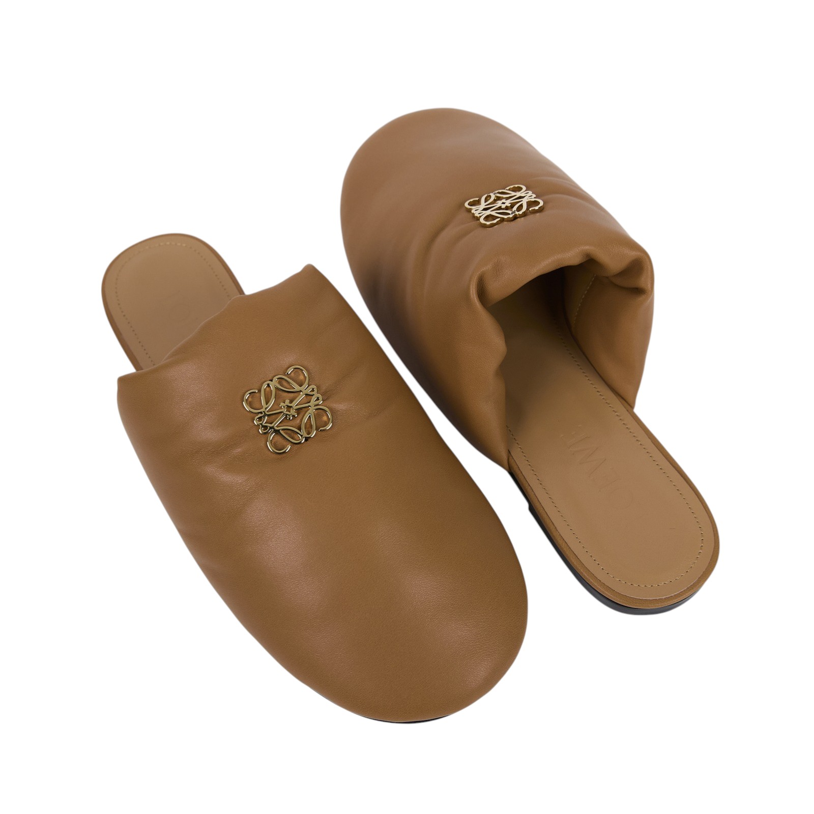 羅意威 LOEWE Anagram 標誌  皮革 拖鞋  咖色皮穆勒鞋 原廠盒子/防塵袋