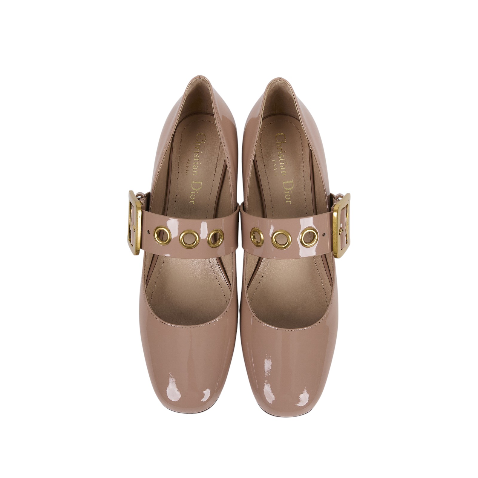 迪奧 CHRISTIAN DIOR 瑪莉珍鞋 KCB650VNI_375 粉漆皮娃娃跟鞋 原廠盒子/防塵袋