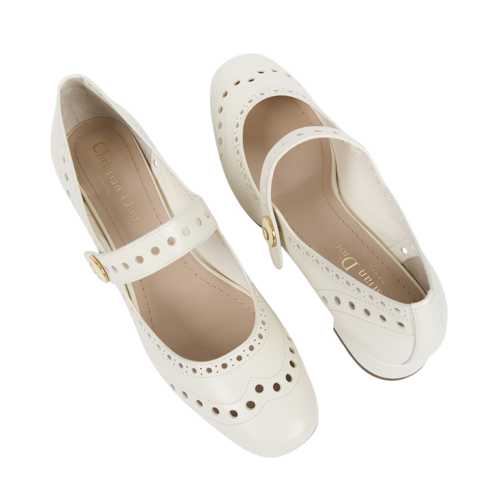 迪奧 CHRISTIAN DIOR 娃娃鞋 皮鞋 KCB651ACAS03W_375 白牛津風娃娃跟鞋 原廠盒子/防塵袋