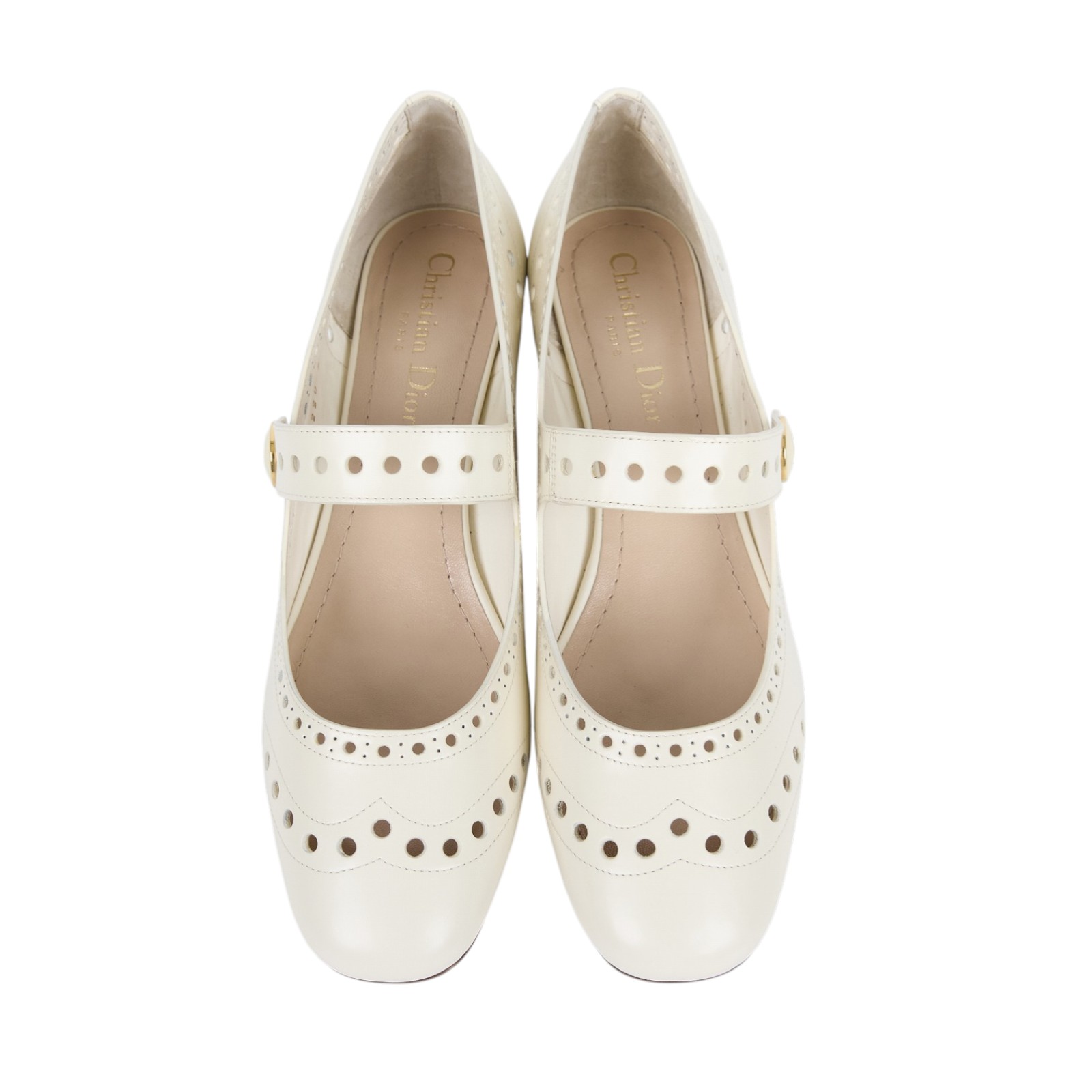 迪奧 CHRISTIAN DIOR 娃娃鞋 皮鞋 KCB651ACAS03W_375 白牛津風娃娃跟鞋 原廠盒子/防塵袋