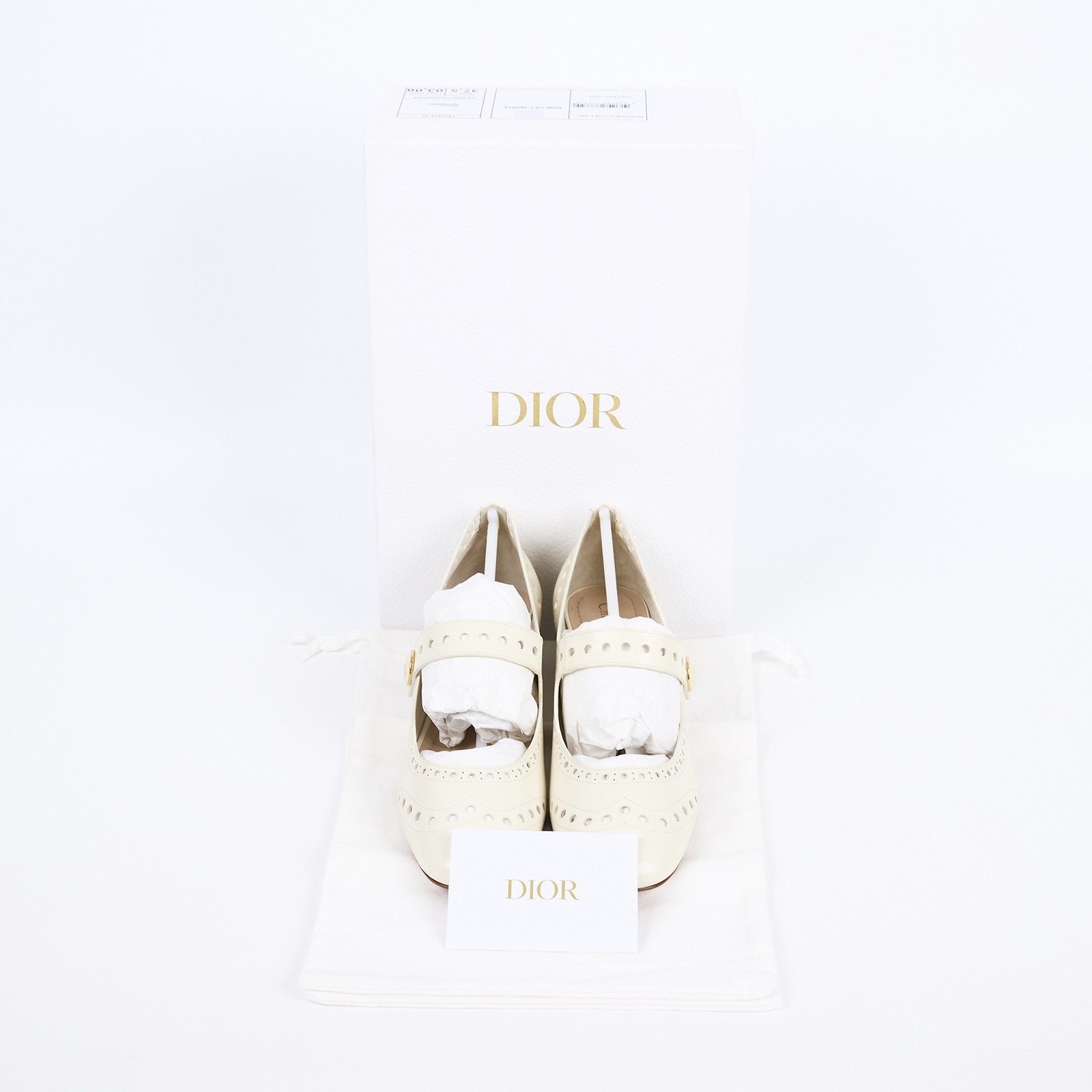 迪奧 CHRISTIAN DIOR 娃娃鞋 皮鞋 KCB651ACAS03W_375 白牛津風娃娃跟鞋 原廠盒子/防塵袋