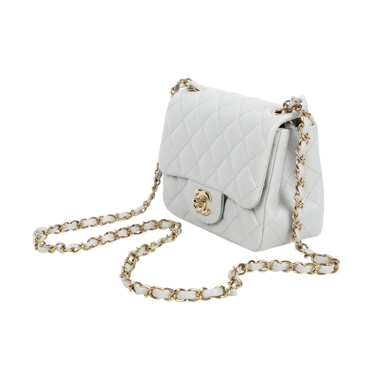 香奈兒 CHANEL CF 方形 迷你 口蓋包 A35200 晶片款 淡藍COCO17 防塵袋