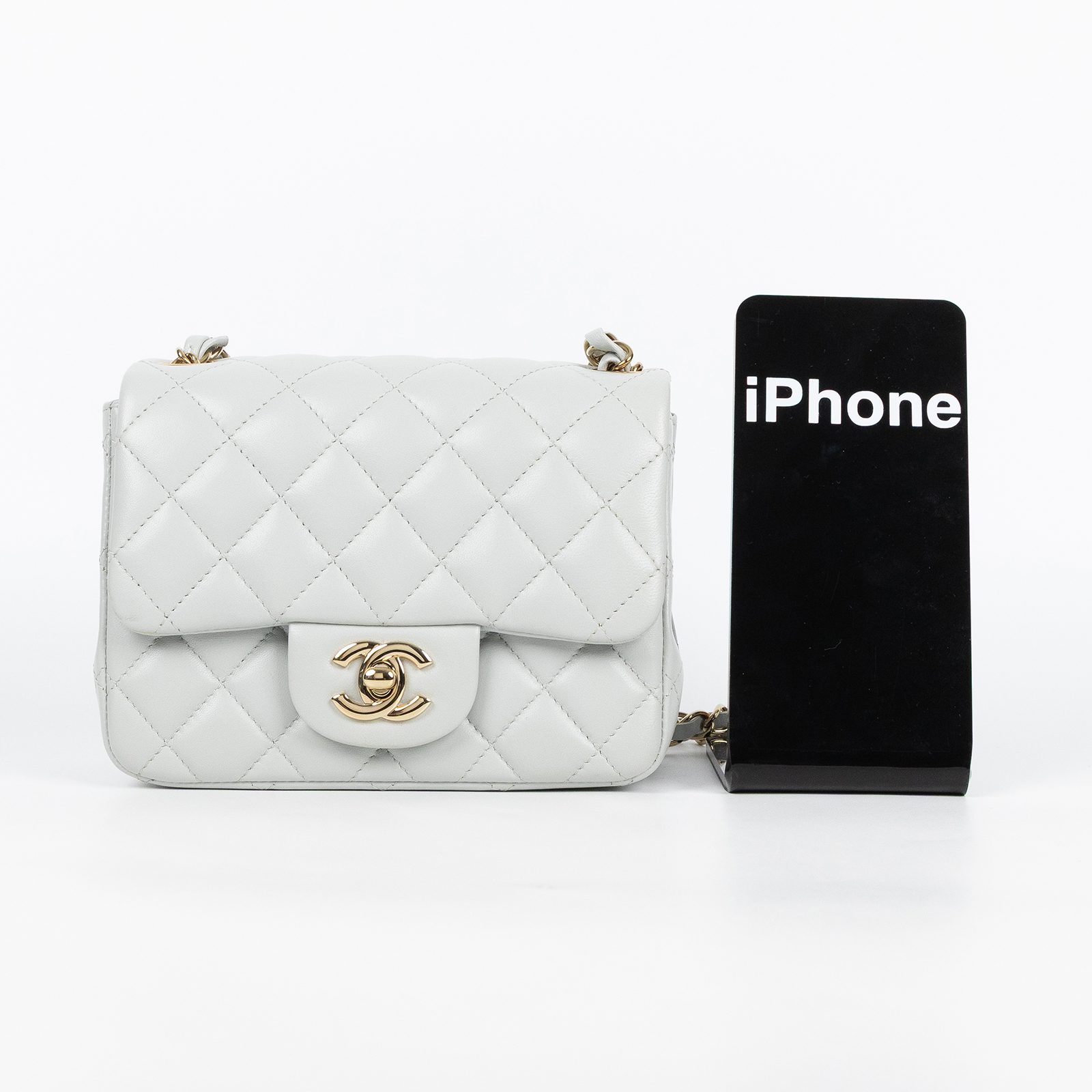 香奈兒 CHANEL CF 方形 迷你 口蓋包 A35200 晶片款 淡藍COCO17 防塵袋