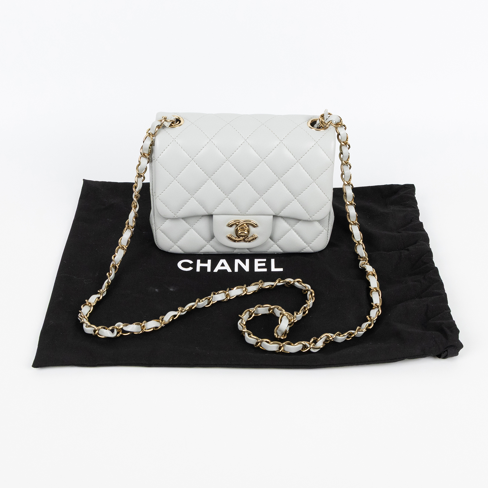 香奈兒 CHANEL CF 方形 迷你 口蓋包 A35200 晶片款 淡藍COCO17 防塵袋