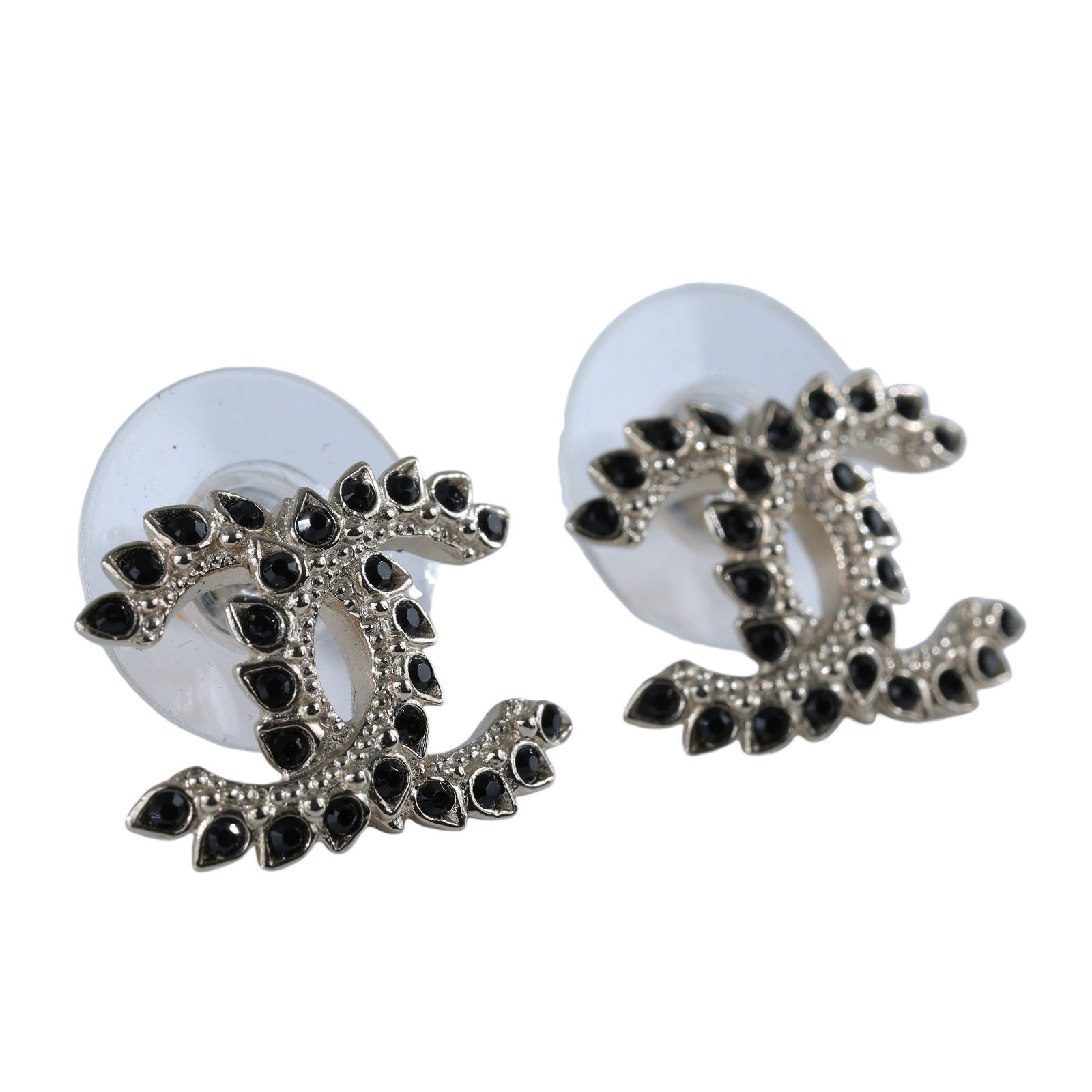 香奈兒 CHANEL CC LOGO 耳環 耳釘 C20 A 黑水鑽雙C LOGO耳環 原廠盒子