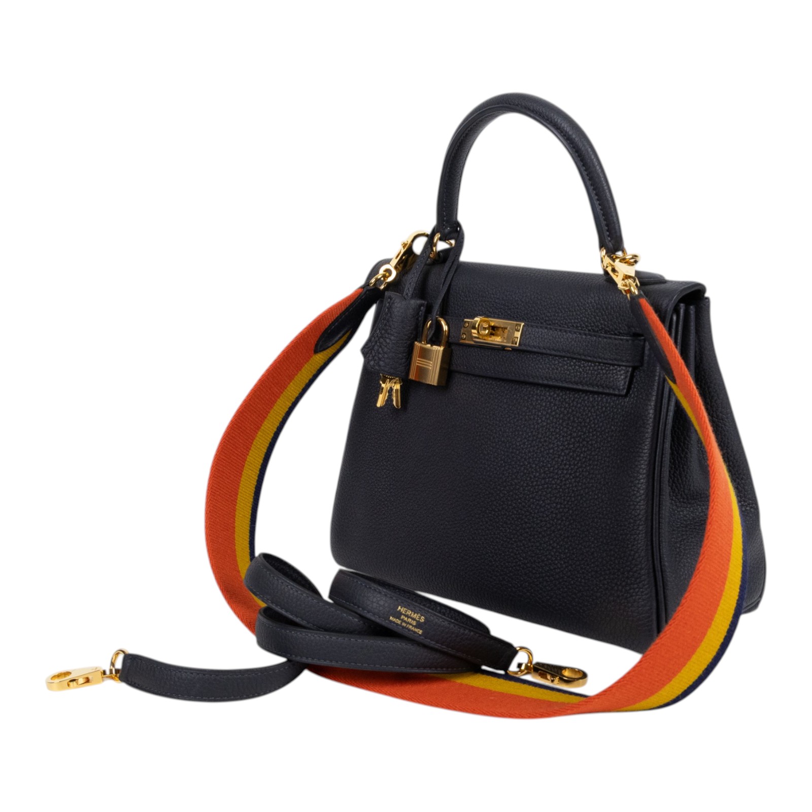 愛馬仕 Hermes Kelly II Sellier 凱莉包 25 金色五金 深海藍色 H084323CCAB /BHT784CH  原廠盒子/防塵袋/背帶2/鎖組/購買證明